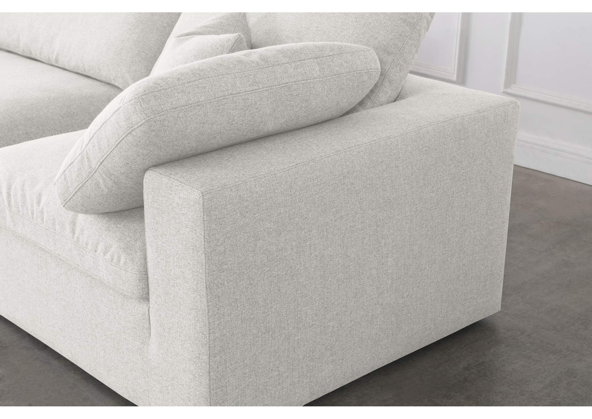 Serene Cream Linen Textured Fabric Deluxe Comfort Modular Sofa,Meridian Furniture