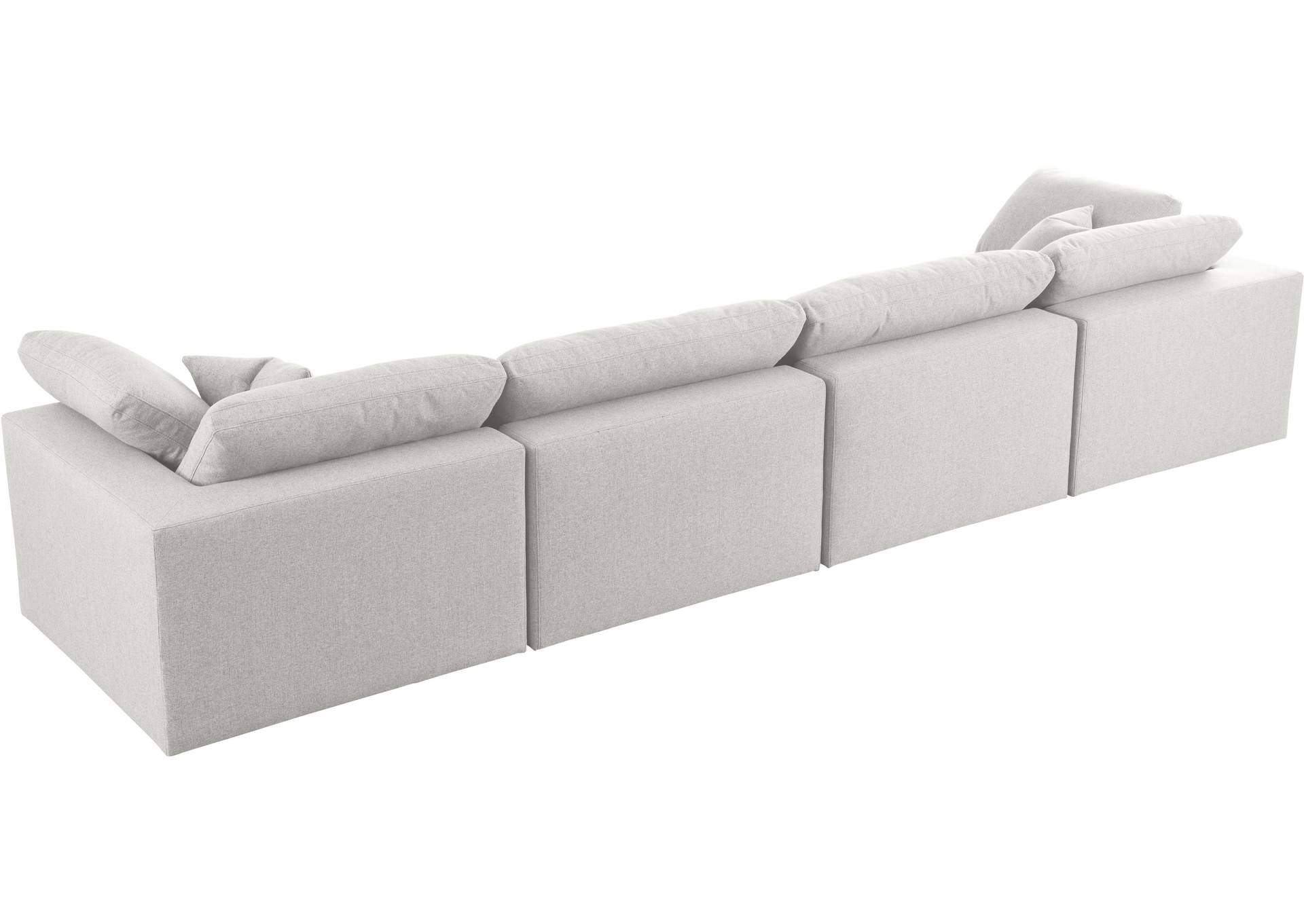 Serene Cream Linen Textured Fabric Deluxe Comfort Modular Sofa,Meridian Furniture