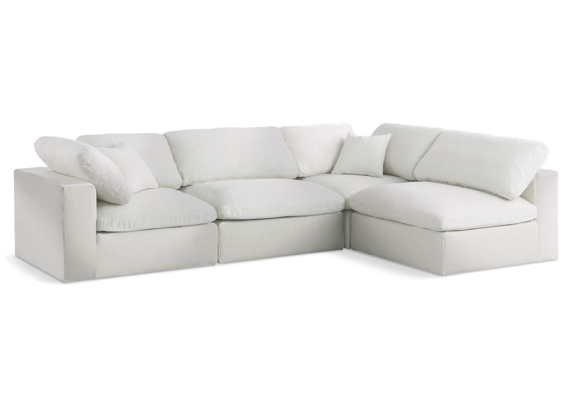 Serene Cream Linen Textured Fabric Deluxe Comfort Modular Sectional,Meridian Furniture