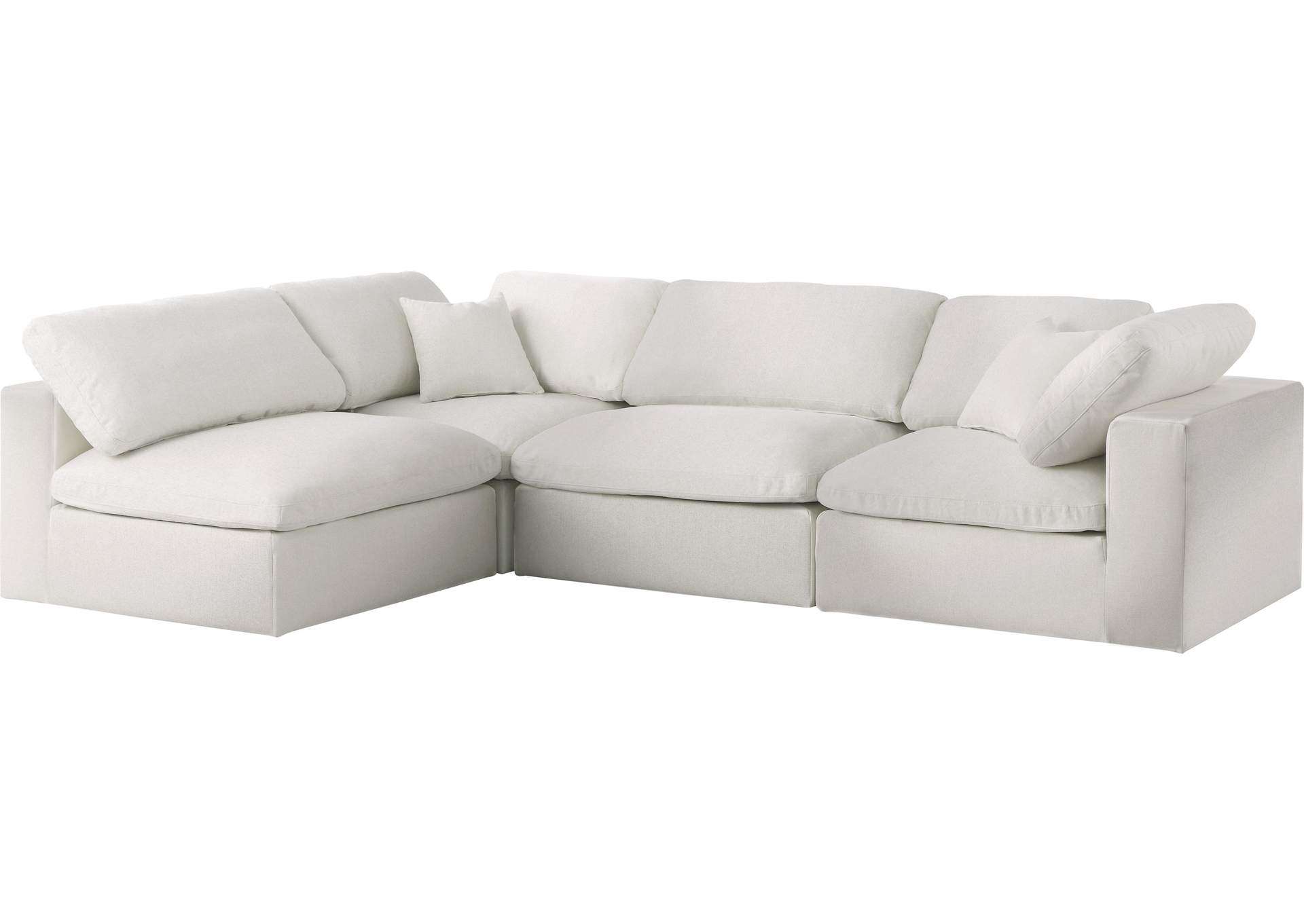 Serene Cream Linen Textured Fabric Deluxe Comfort Modular Sectional,Meridian Furniture