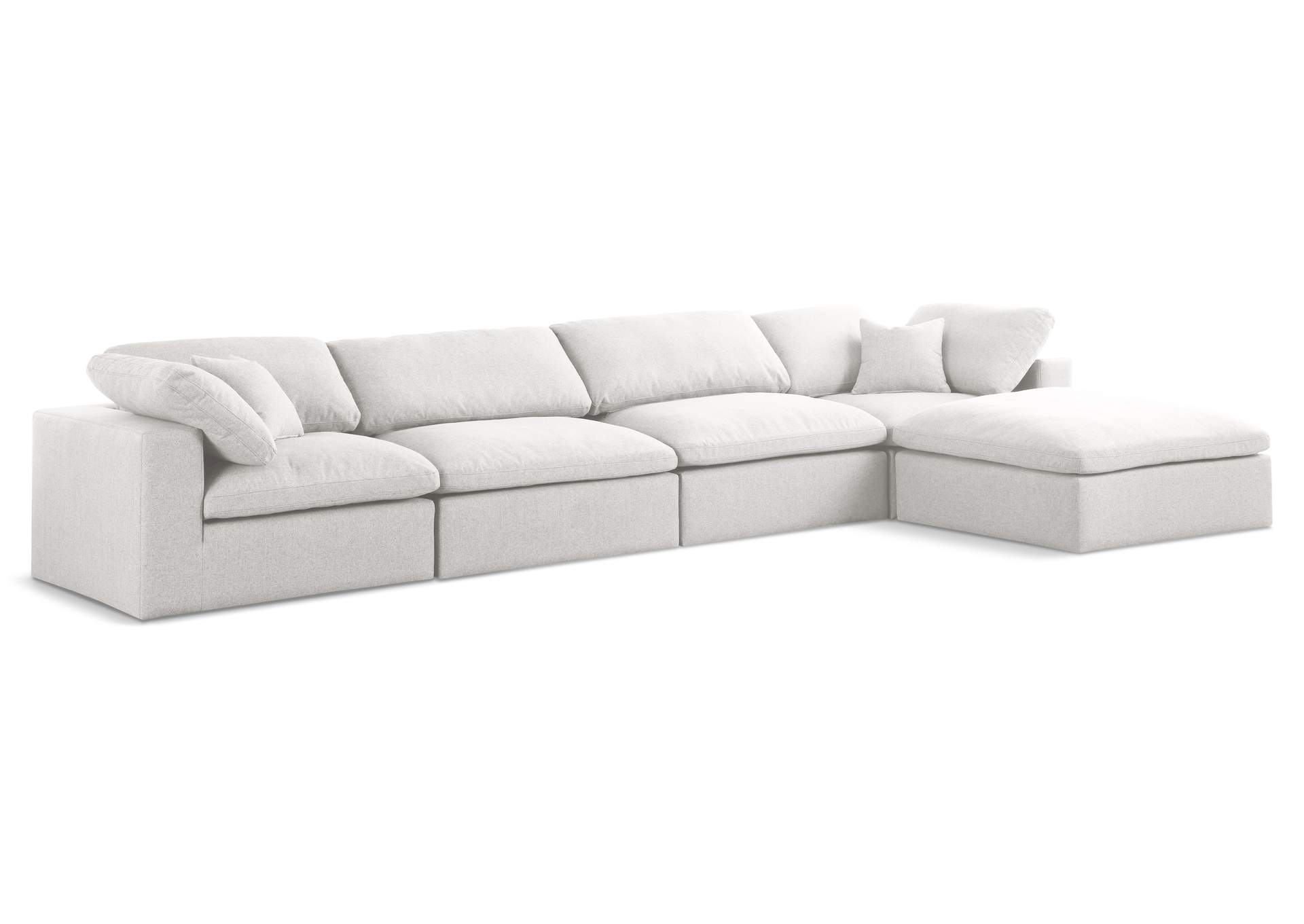 Serene Cream Linen Textured Fabric Deluxe Comfort Modular Sectional,Meridian Furniture