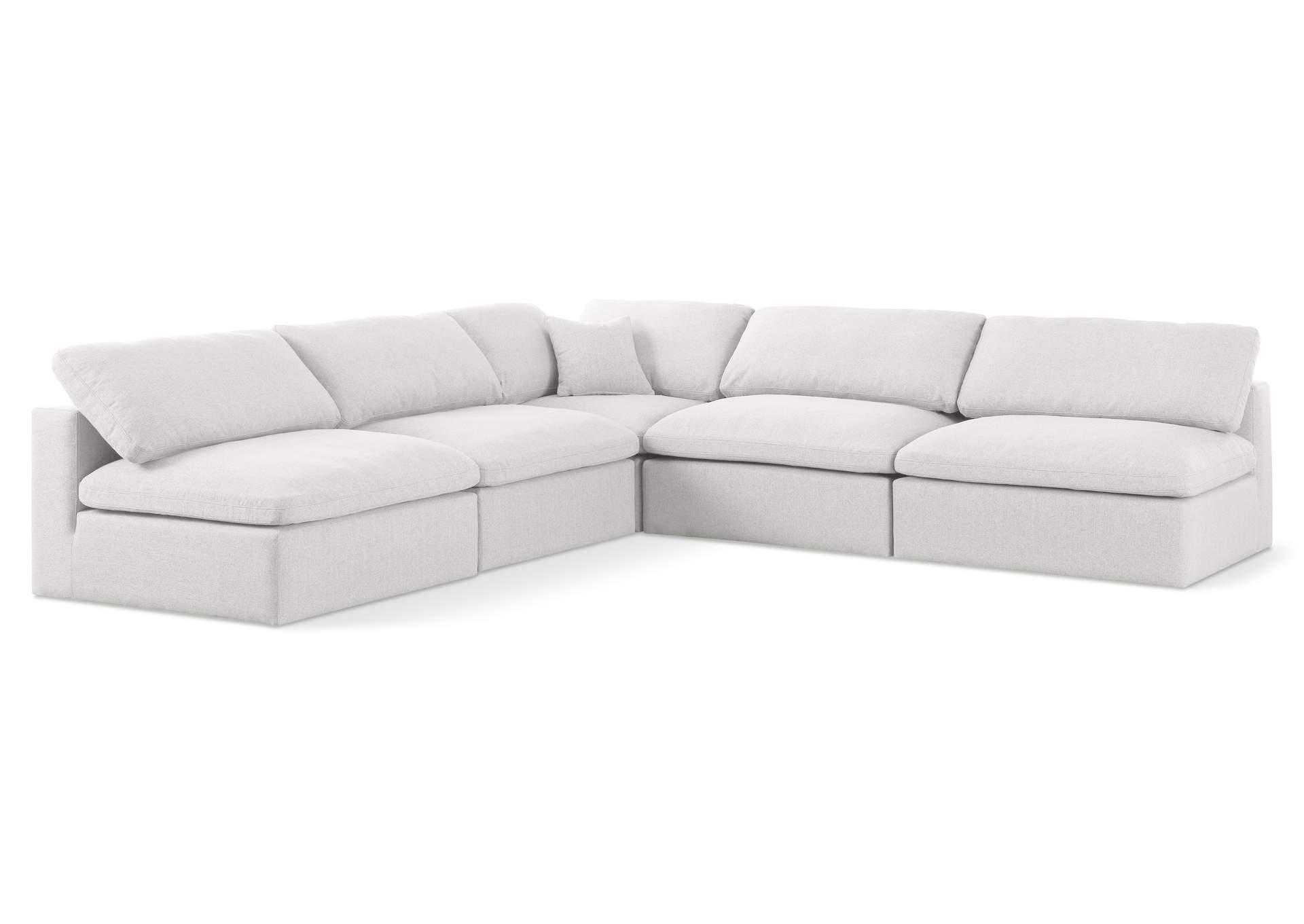 Serene Cream Linen Textured Fabric Deluxe Comfort Modular Sectional,Meridian Furniture