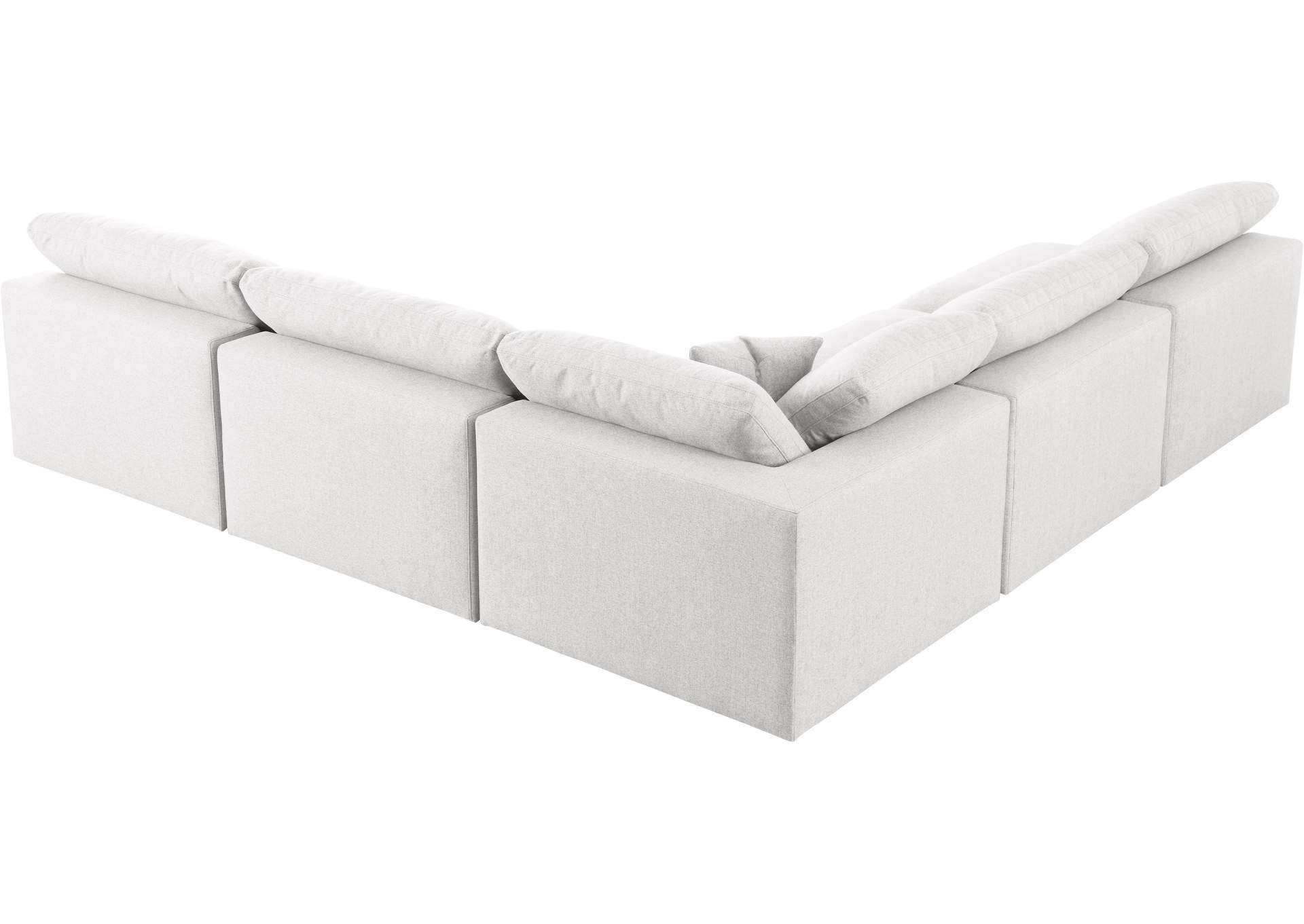 Serene Cream Linen Textured Fabric Deluxe Comfort Modular Sectional,Meridian Furniture