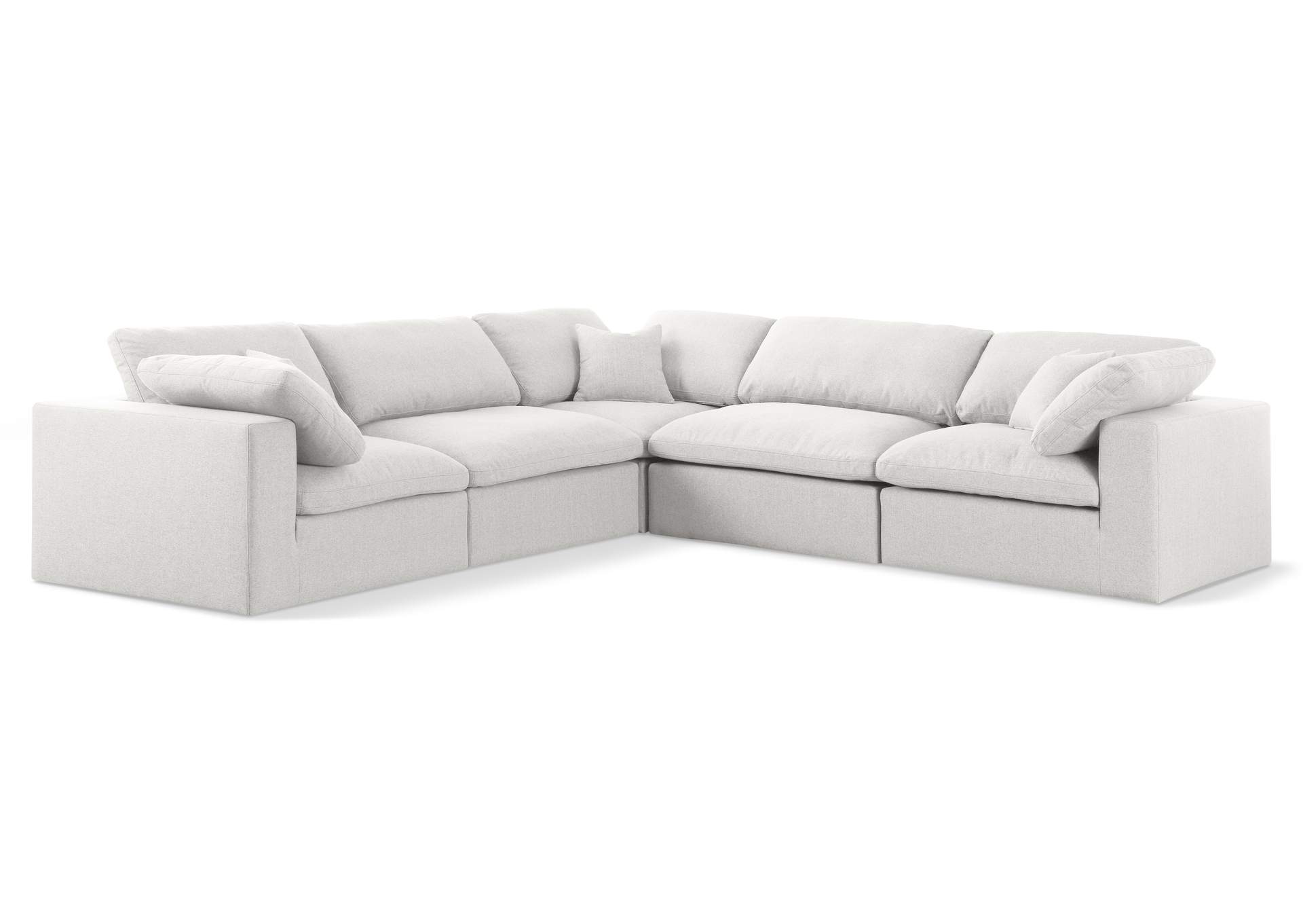 Serene Cream Linen Textured Fabric Deluxe Comfort Modular Sectional,Meridian Furniture