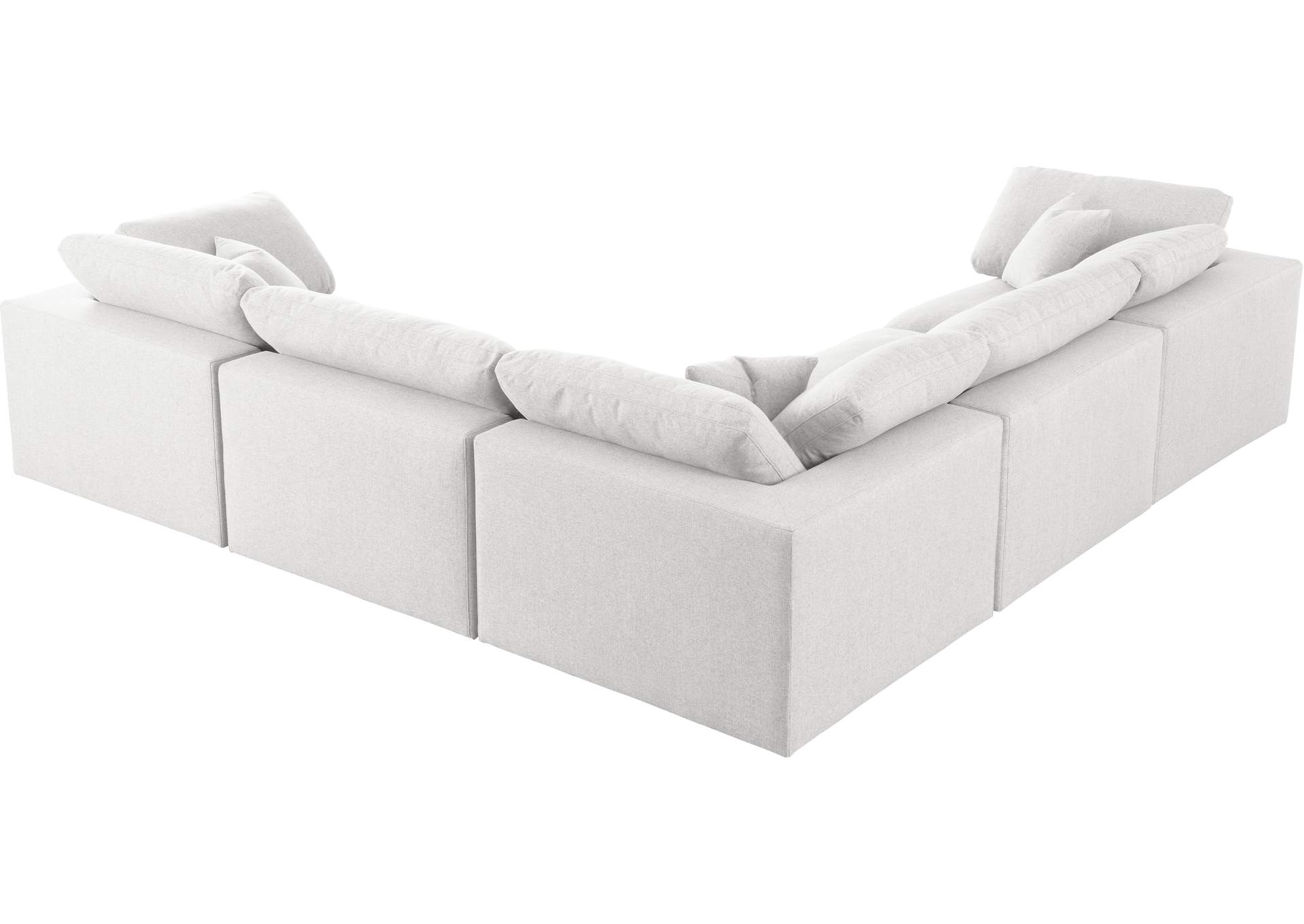 Serene Cream Linen Textured Fabric Deluxe Comfort Modular Sectional,Meridian Furniture