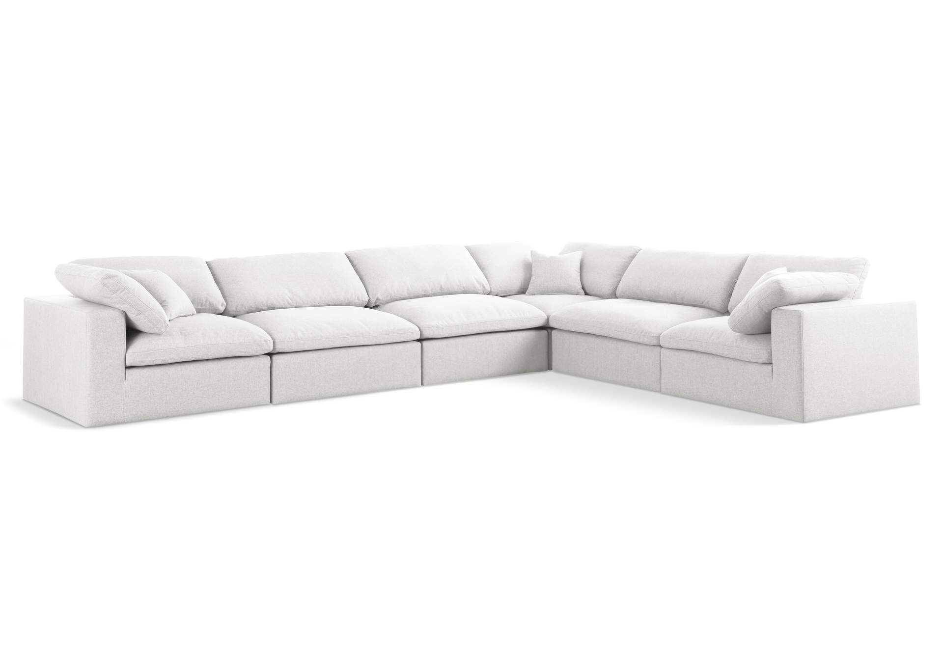 Serene Cream Linen Textured Fabric Deluxe Comfort Modular Sectional,Meridian Furniture