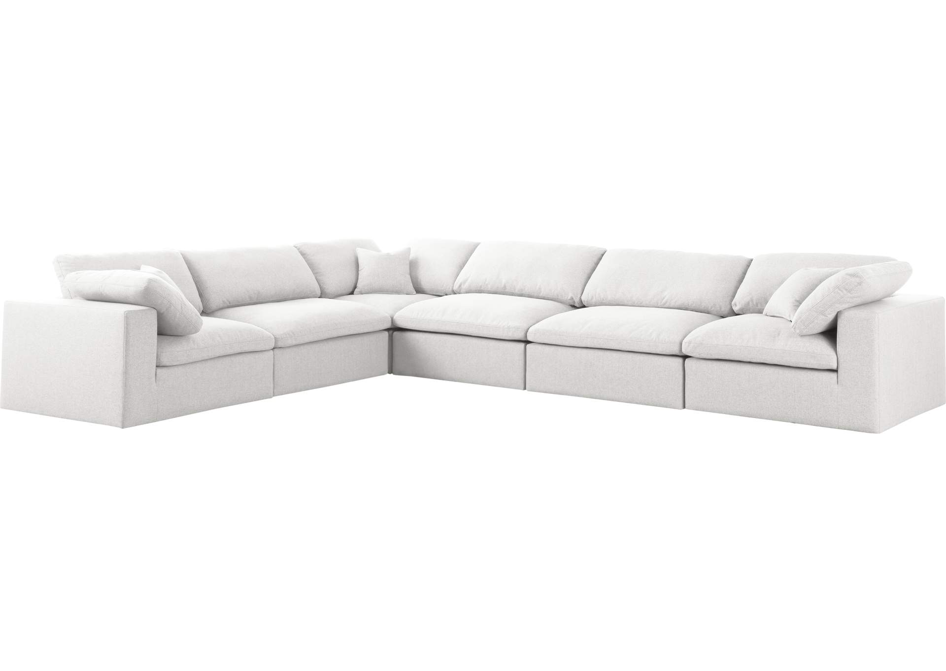 Serene Cream Linen Textured Fabric Deluxe Comfort Modular Sectional,Meridian Furniture