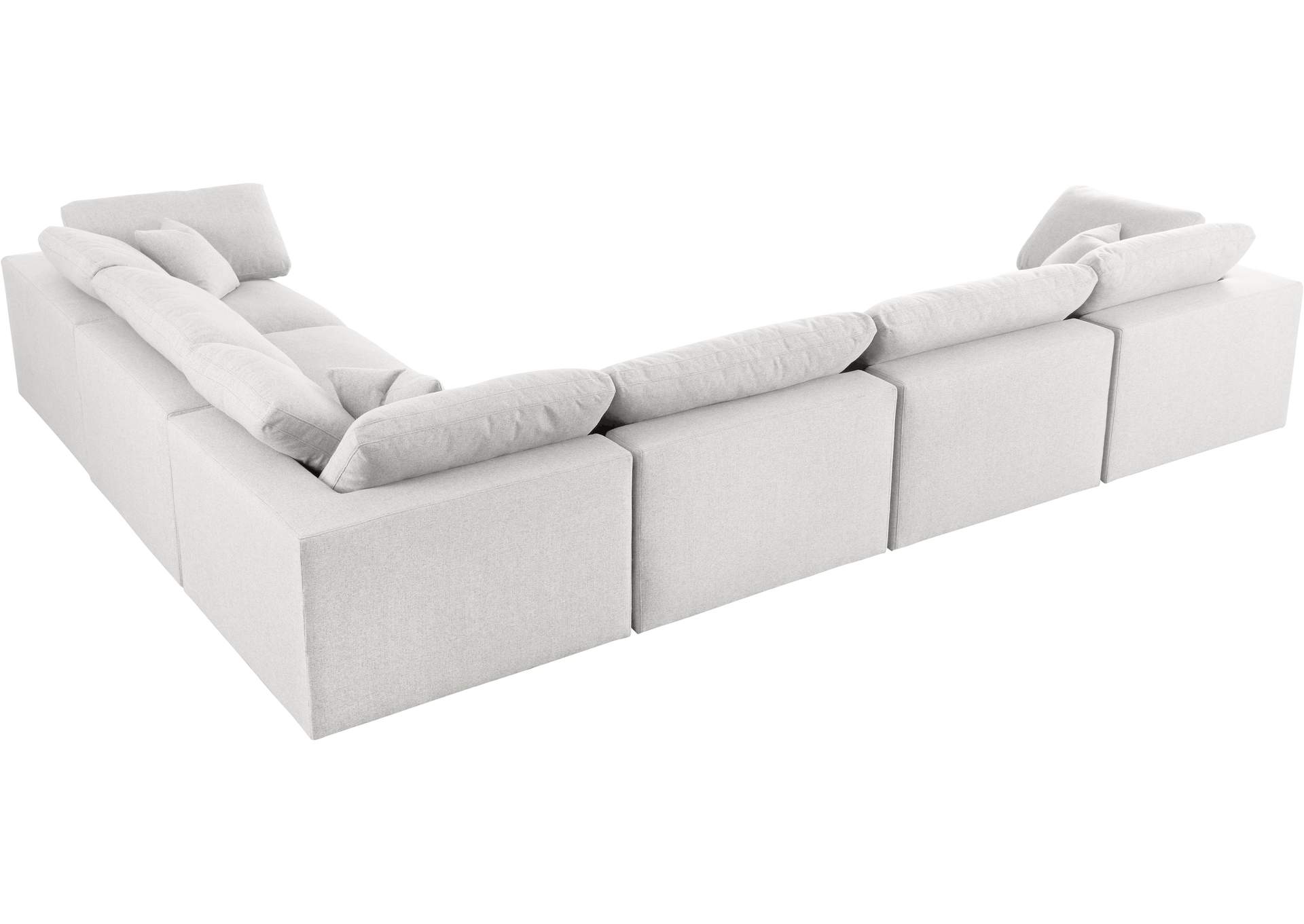 Serene Cream Linen Textured Fabric Deluxe Comfort Modular Sectional,Meridian Furniture