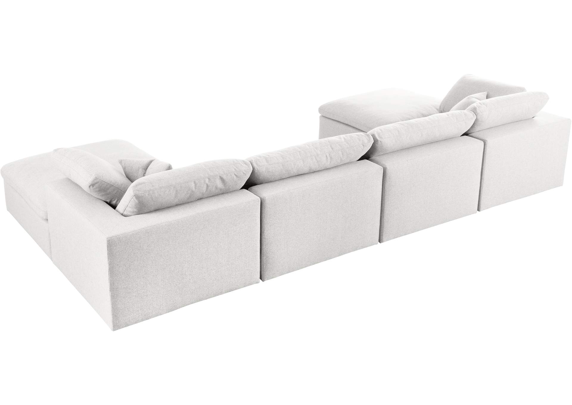 Serene Cream Linen Textured Fabric Deluxe Comfort Modular Sectional,Meridian Furniture