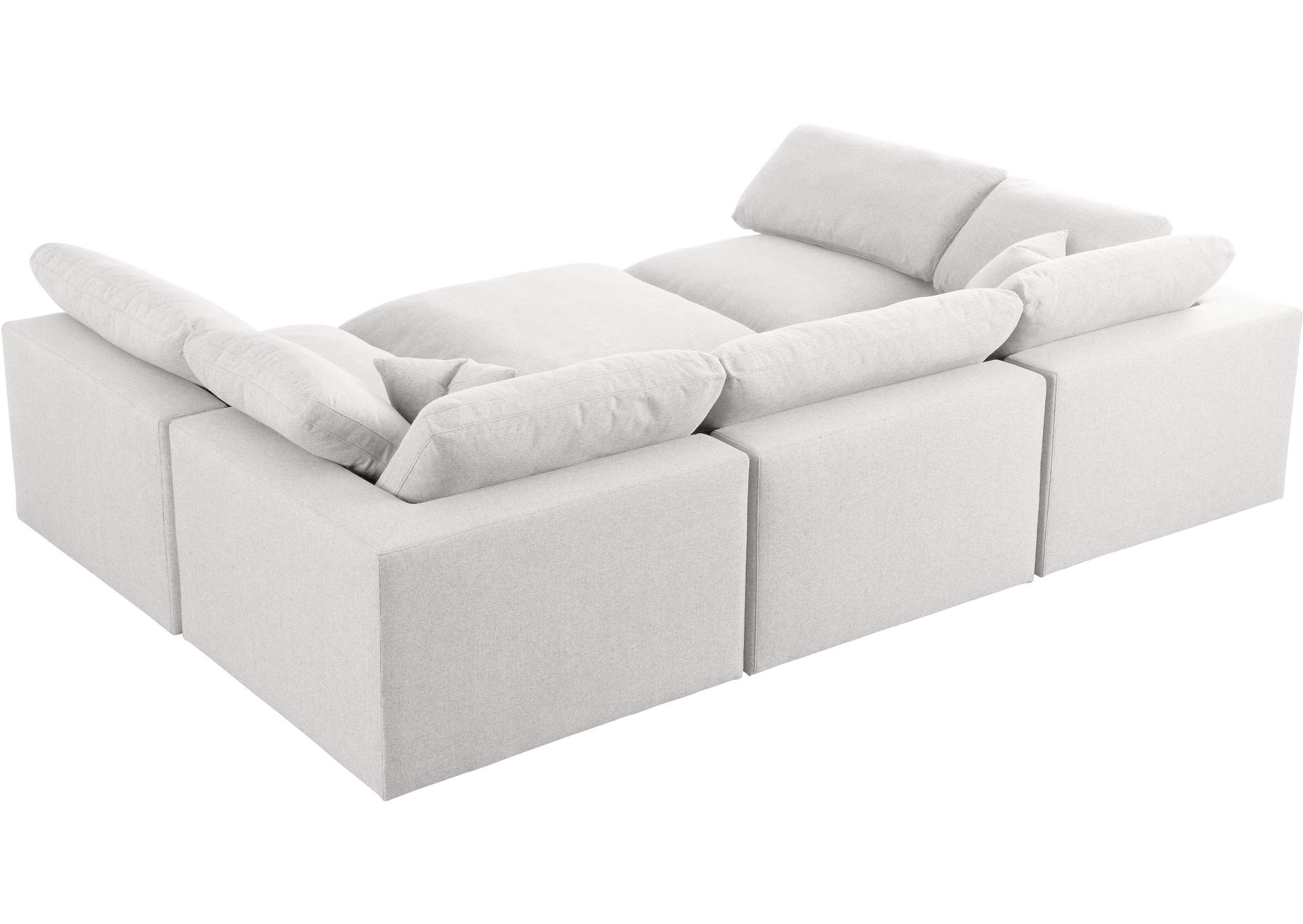 Serene Cream Linen Textured Fabric Deluxe Comfort Modular Sectional,Meridian Furniture