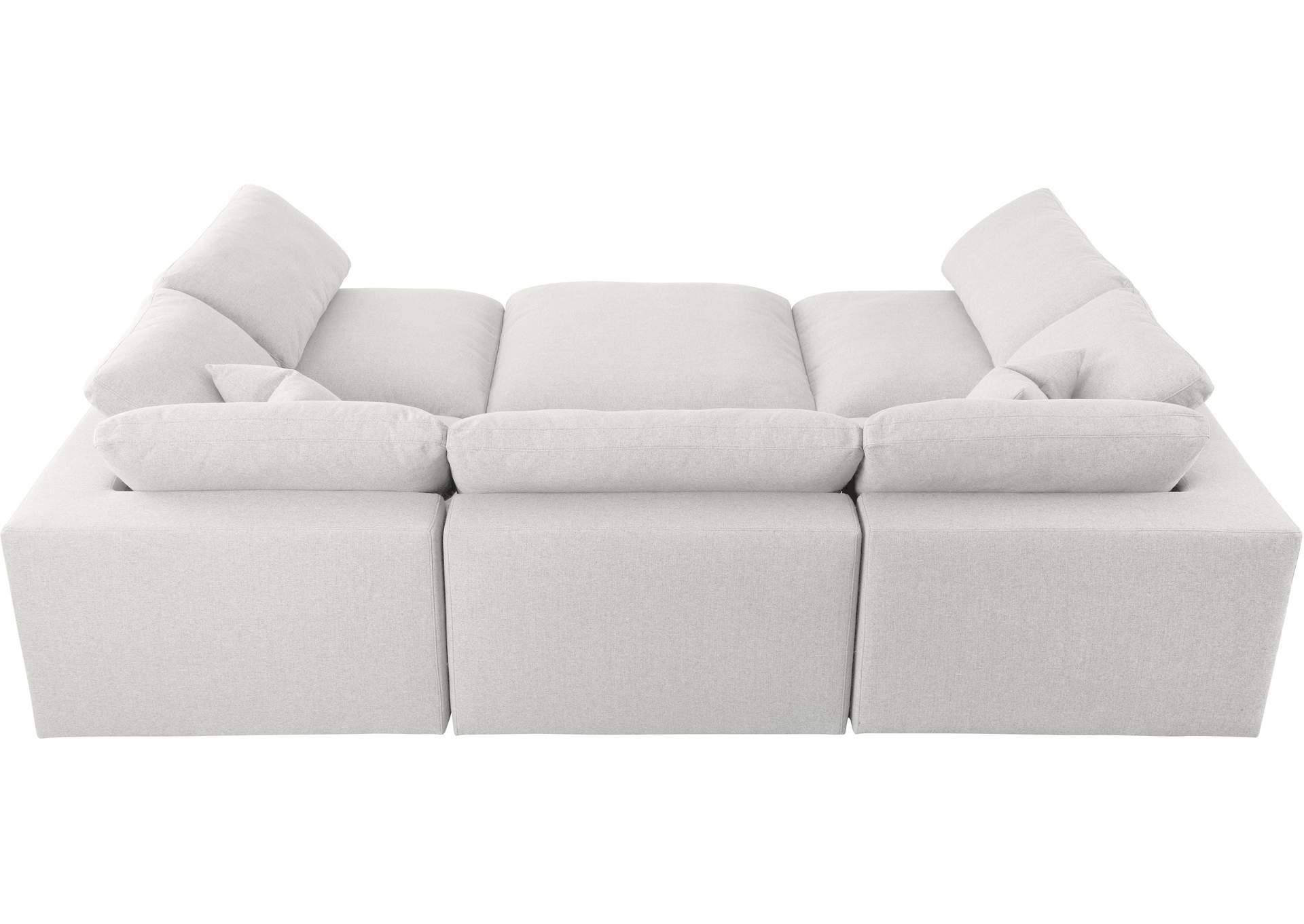 Serene Cream Linen Textured Fabric Deluxe Comfort Modular Sectional,Meridian Furniture