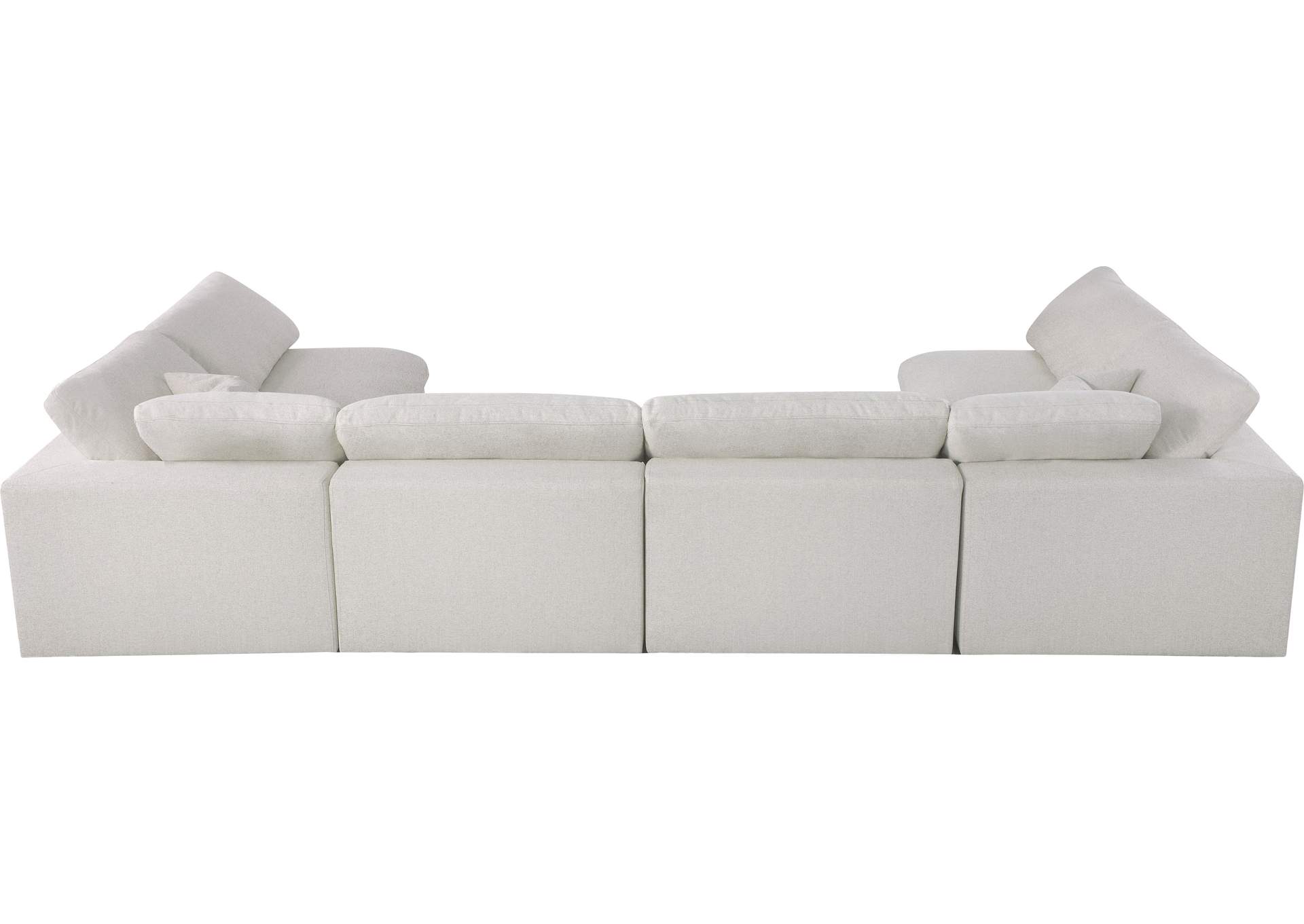 Serene Cream Linen Textured Fabric Deluxe Comfort Modular Sectional,Meridian Furniture