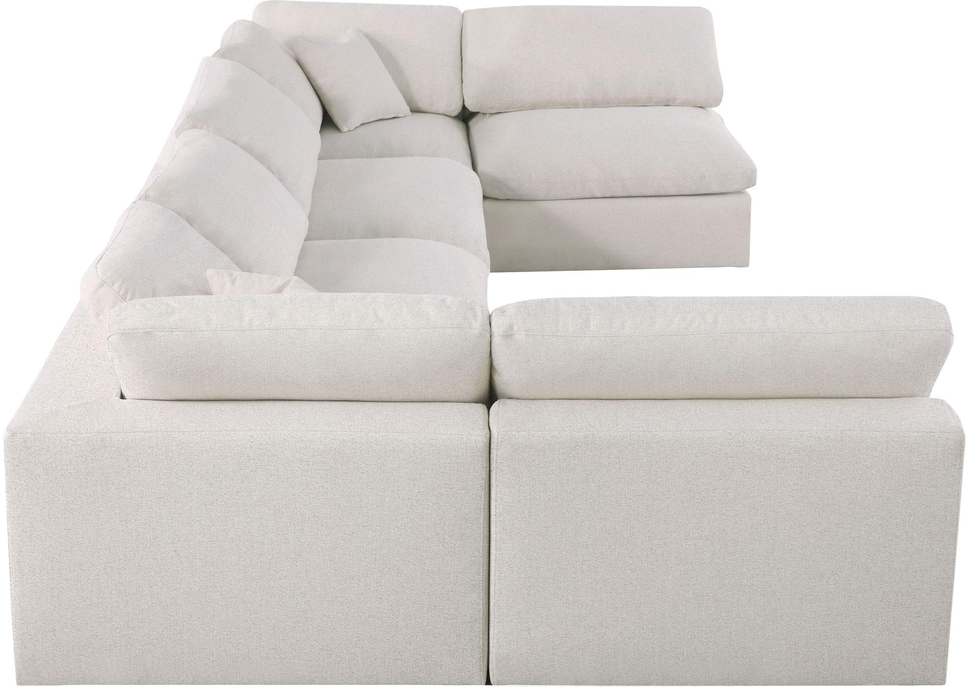 Serene Cream Linen Textured Fabric Deluxe Comfort Modular Sectional,Meridian Furniture