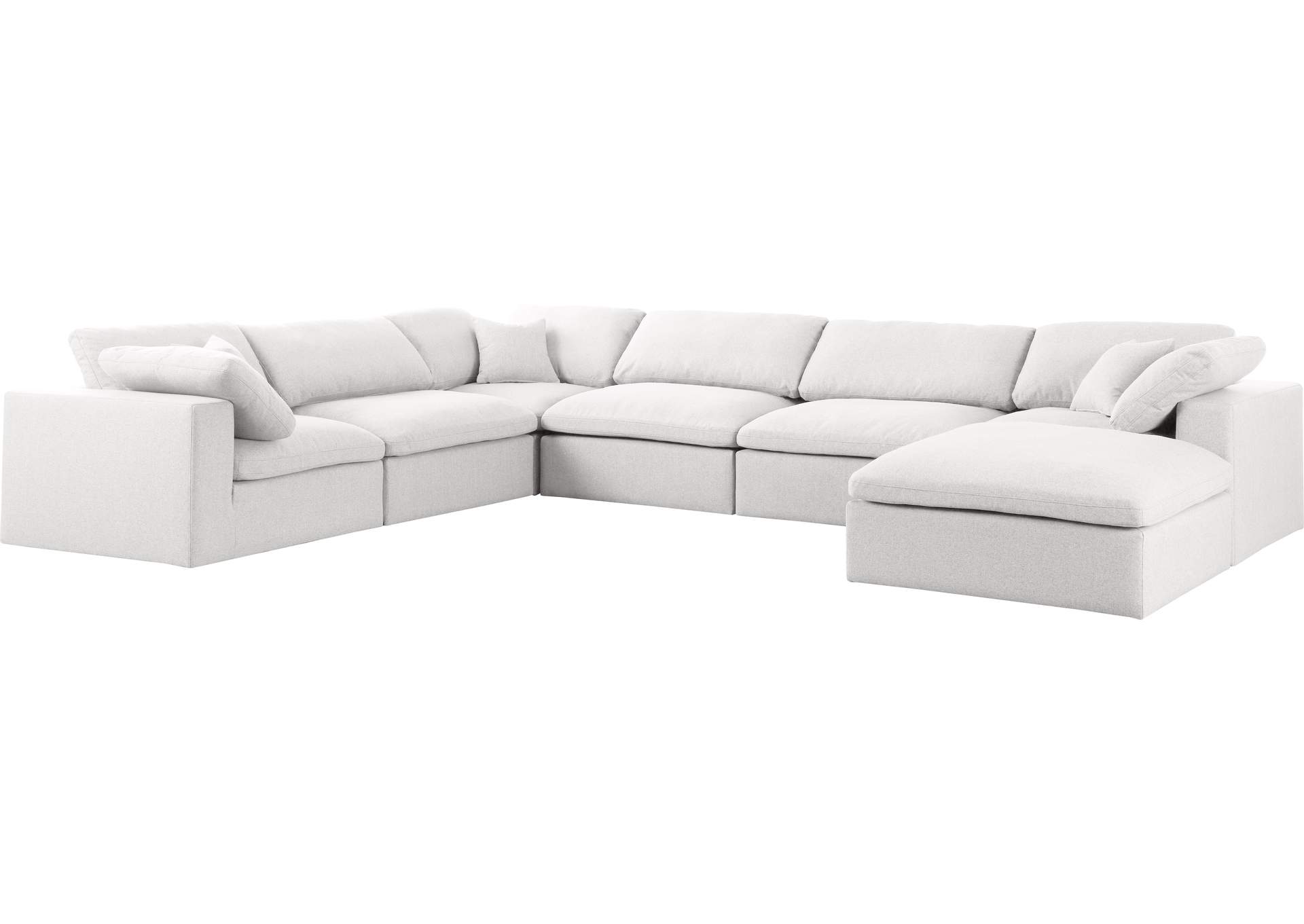 Serene Cream Linen Textured Fabric Deluxe Comfort Modular Sectional,Meridian Furniture