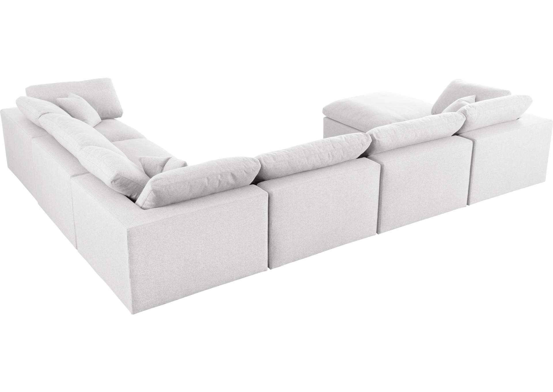 Serene Cream Linen Textured Fabric Deluxe Comfort Modular Sectional,Meridian Furniture