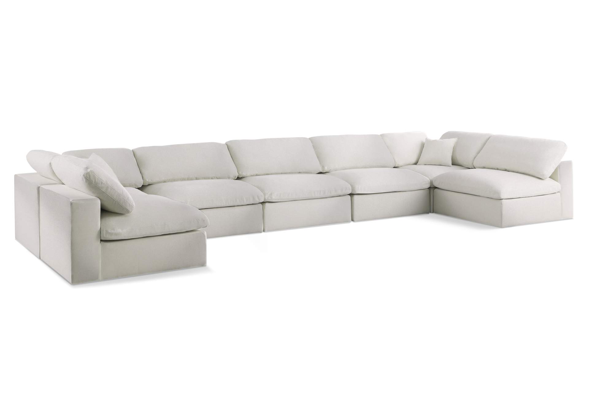 Serene Cream Linen Textured Fabric Deluxe Comfort Modular Sectional,Meridian Furniture