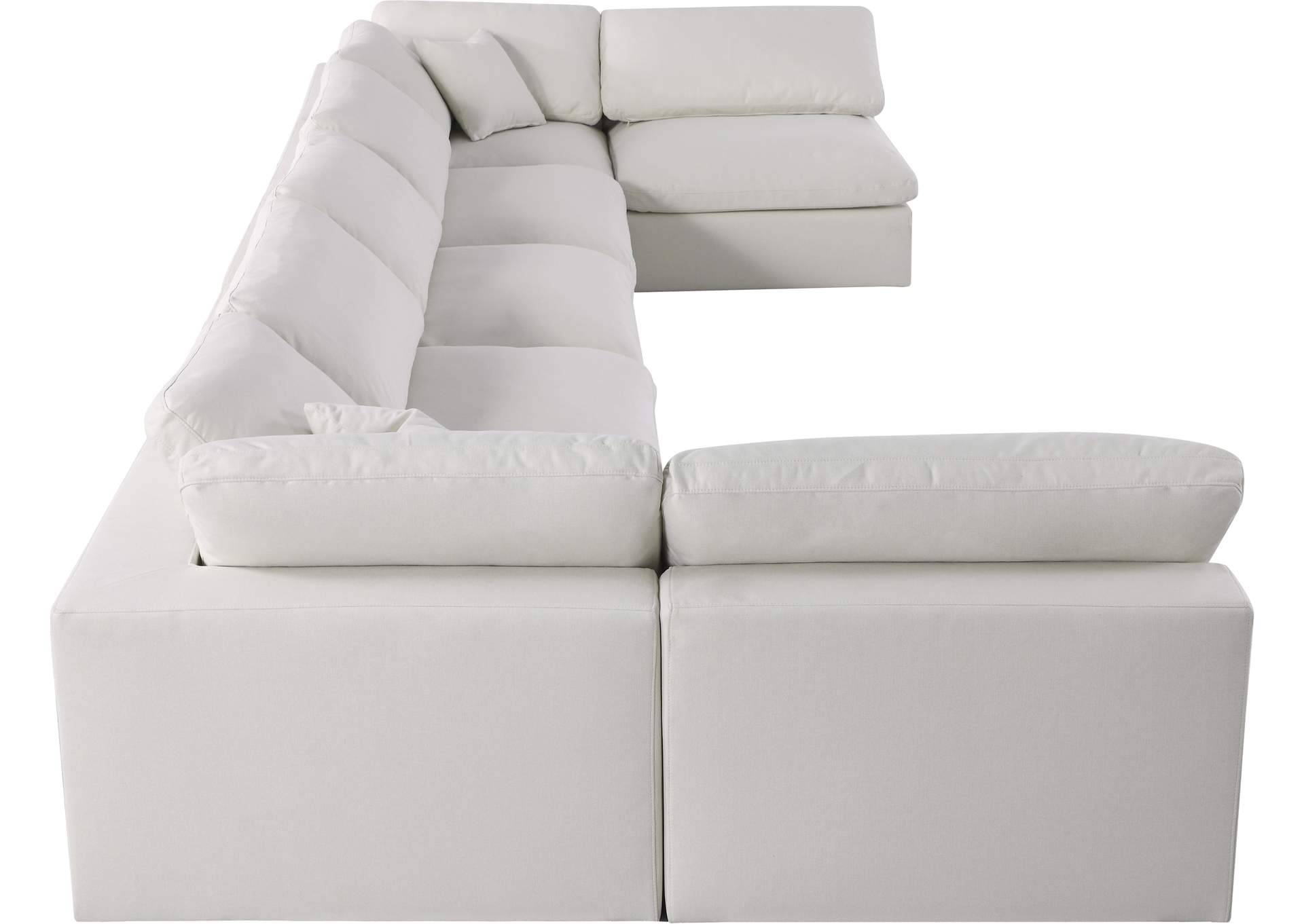 Serene Cream Linen Textured Fabric Deluxe Comfort Modular Sectional,Meridian Furniture