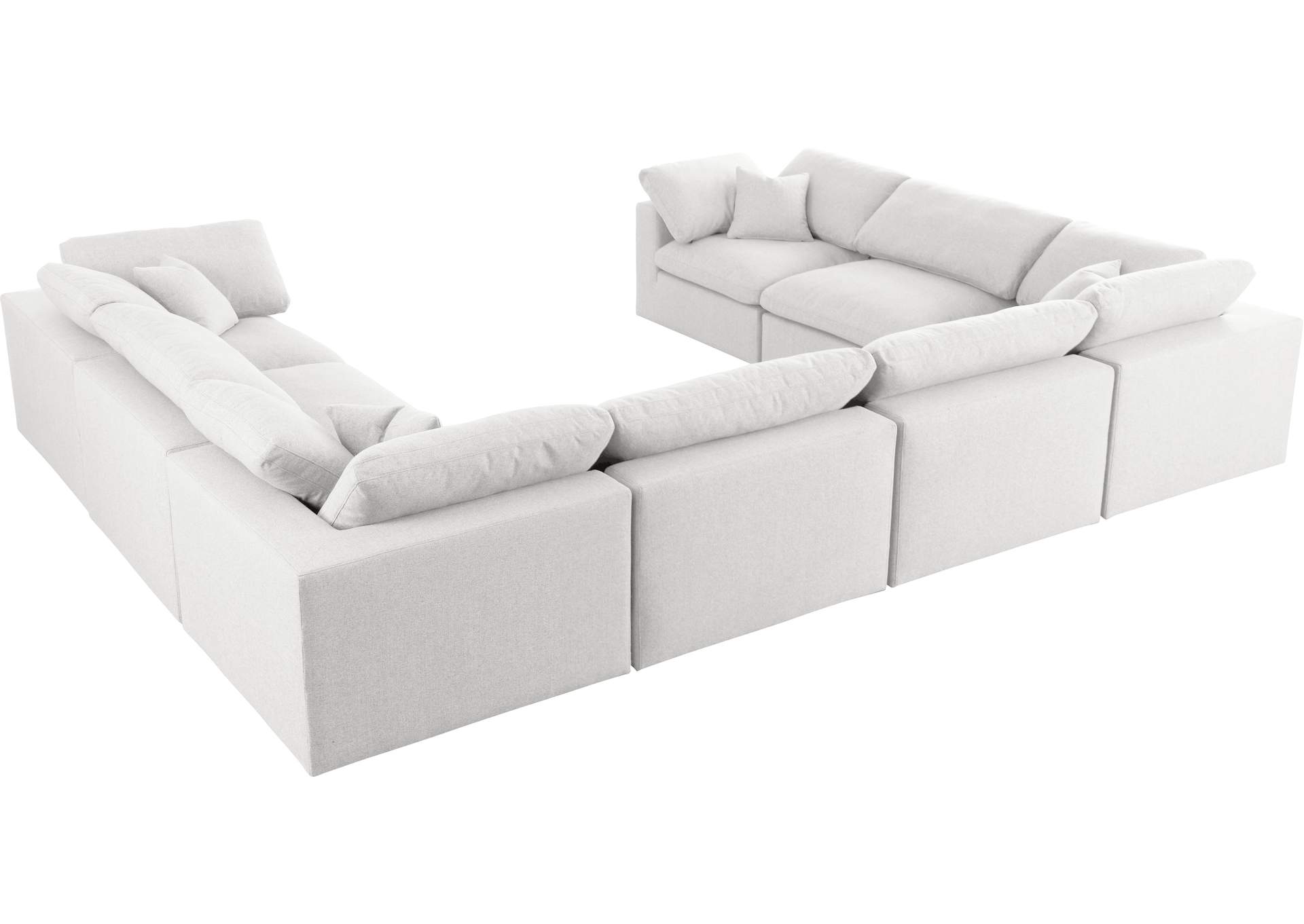 Serene Cream Linen Textured Fabric Deluxe Comfort Modular Sectional,Meridian Furniture