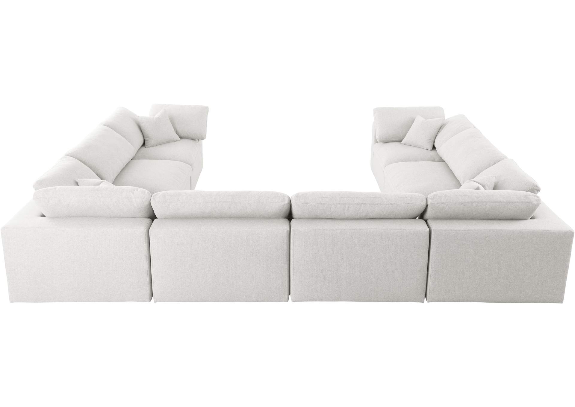 Serene Cream Linen Textured Fabric Deluxe Comfort Modular Sectional,Meridian Furniture