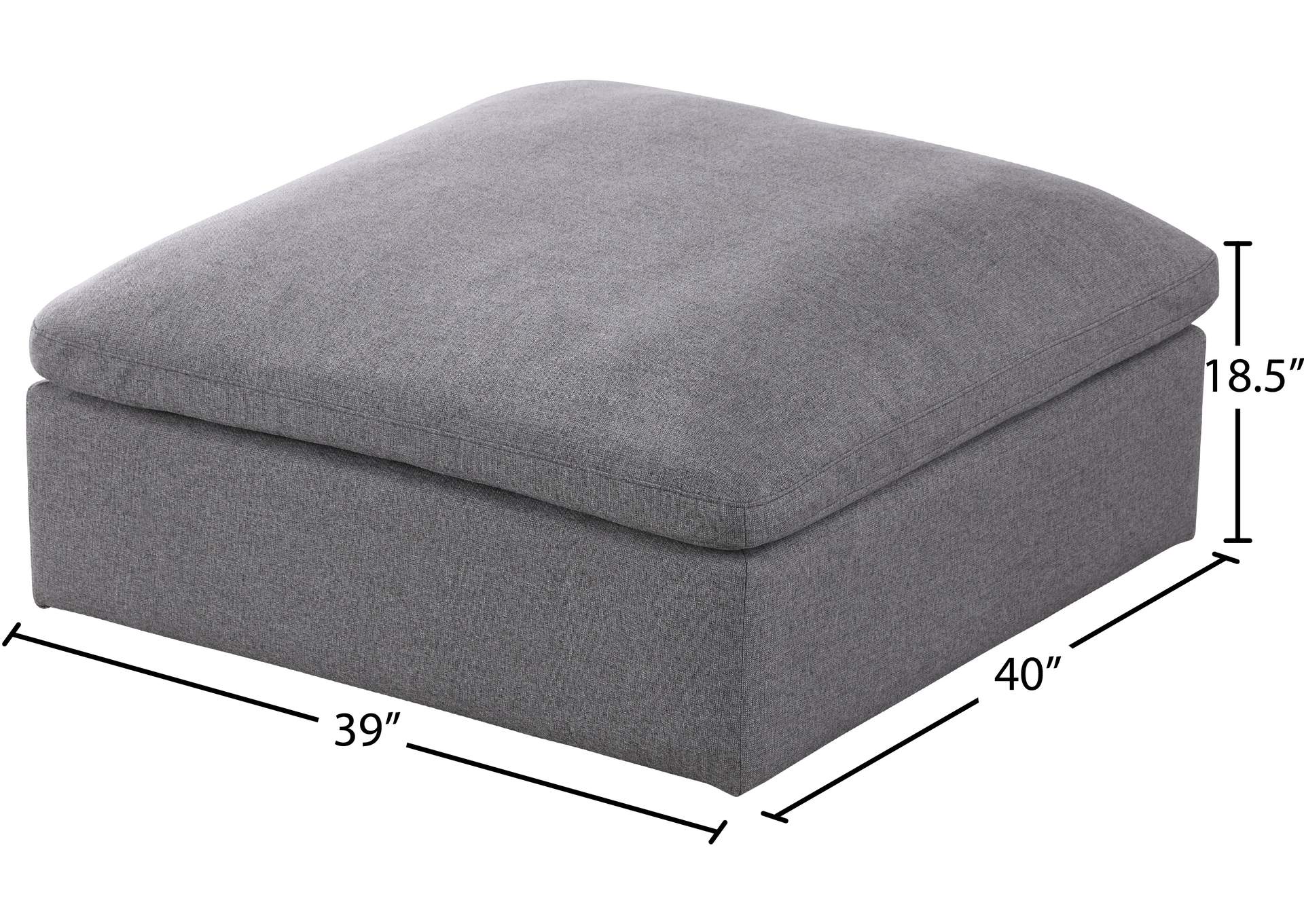 Serene Grey Linen Textured Fabric Deluxe Comfort Modular Ottoman,Meridian Furniture