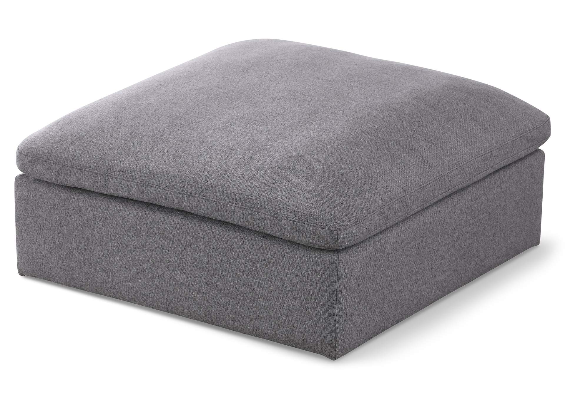 Serene Grey Linen Textured Fabric Deluxe Comfort Modular Ottoman,Meridian Furniture