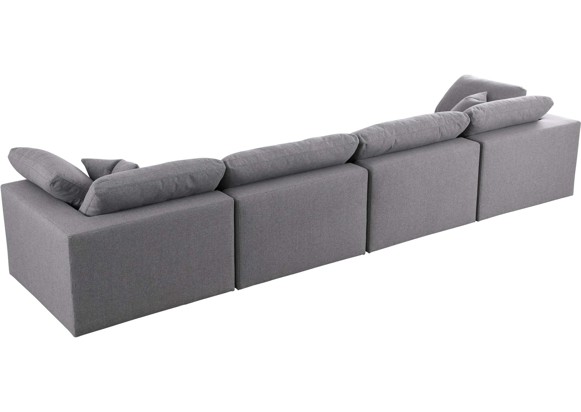 Serene Grey Linen Textured Fabric Deluxe Comfort Modular Sofa,Meridian Furniture