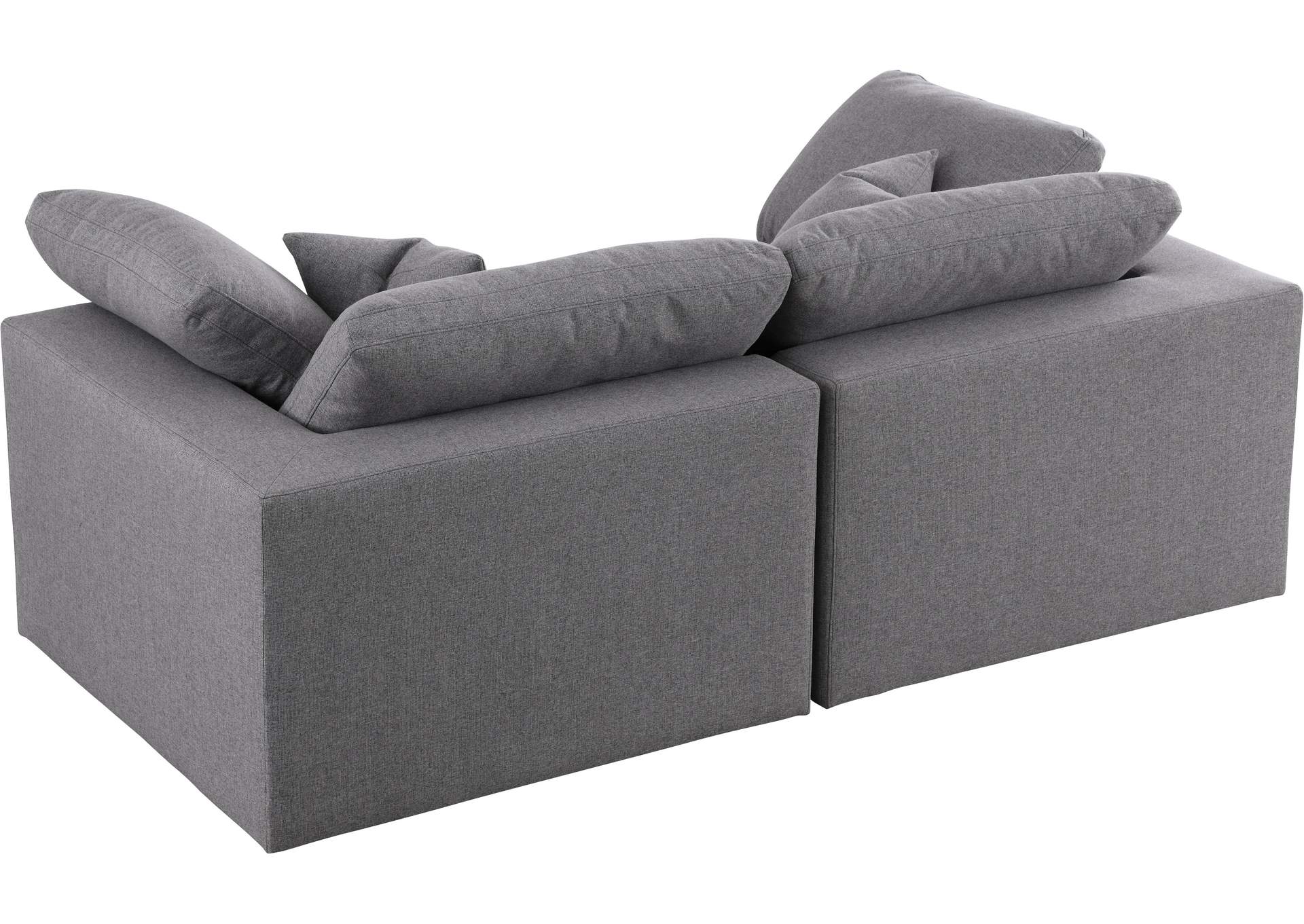 Serene Grey Linen Textured Fabric Deluxe Comfort Modular Sofa,Meridian Furniture