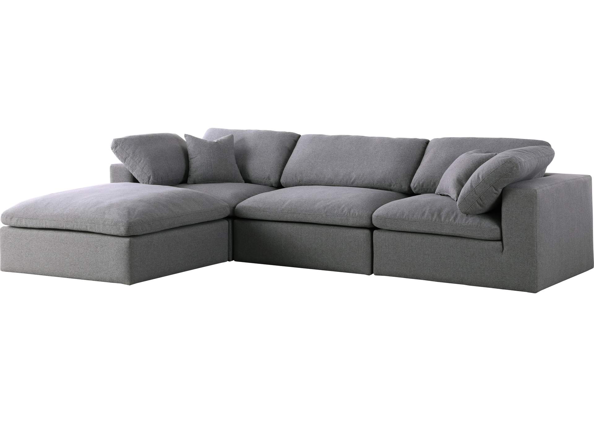 Serene Grey Linen Textured Fabric Deluxe Comfort Modular Sectional,Meridian Furniture