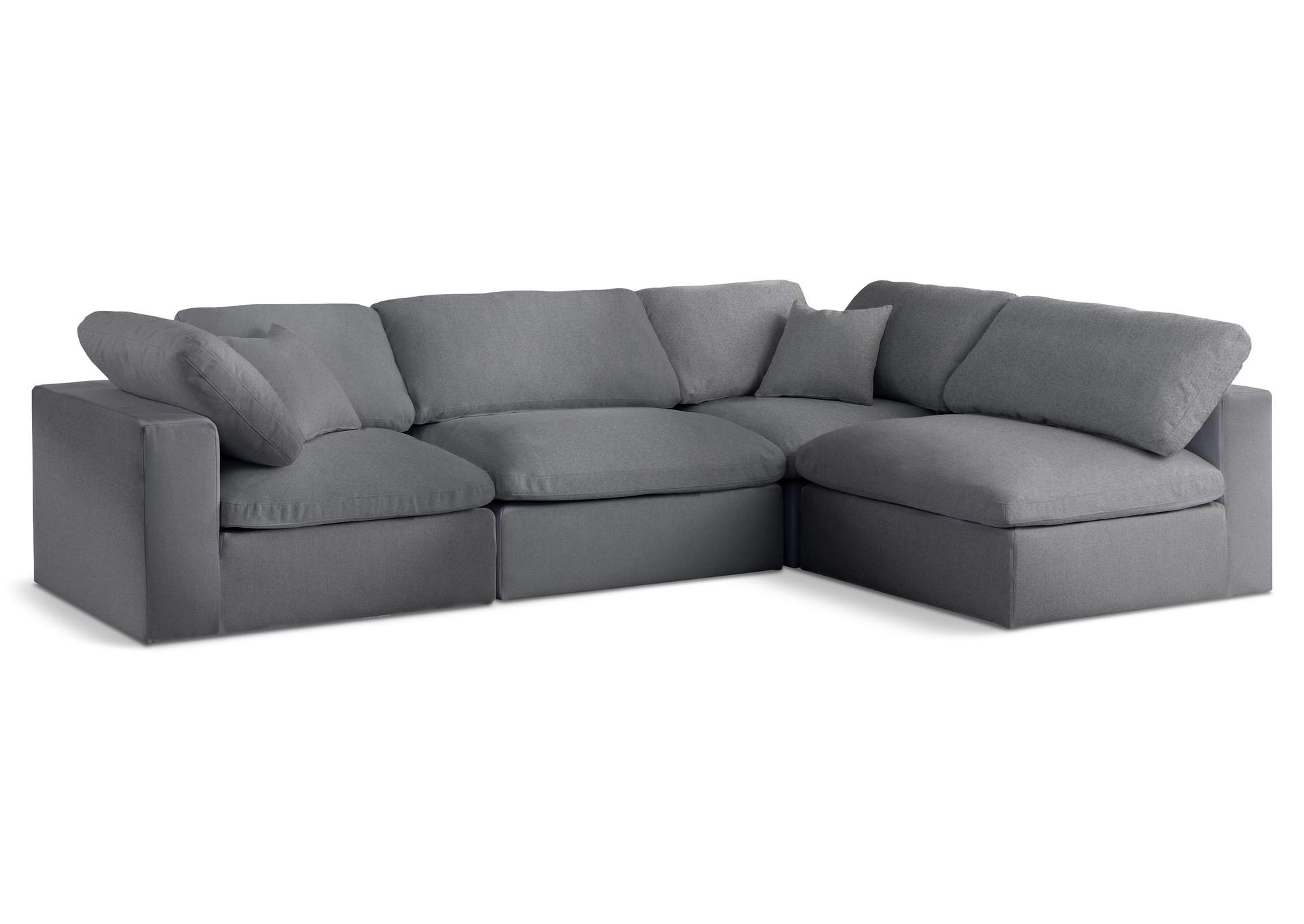 Serene Grey Linen Textured Fabric Deluxe Comfort Modular Sectional,Meridian Furniture