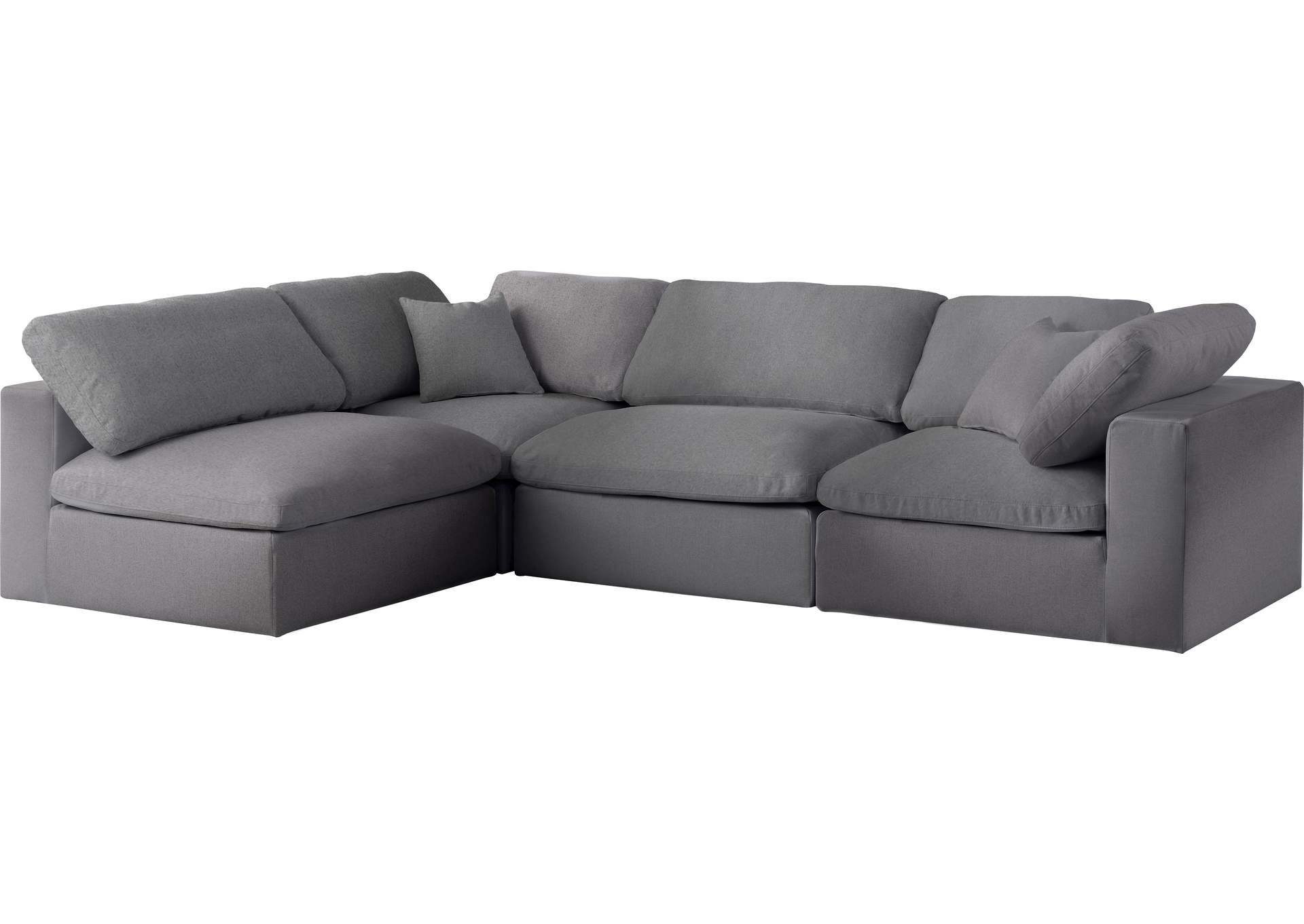 Serene Grey Linen Textured Fabric Deluxe Comfort Modular Sectional,Meridian Furniture