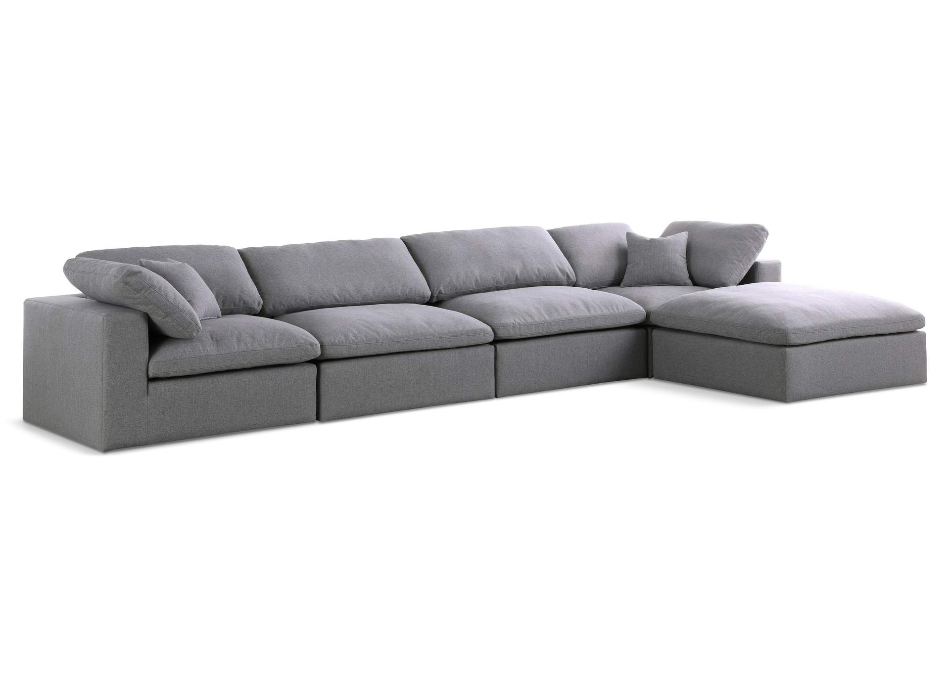 Serene Grey Linen Textured Fabric Deluxe Comfort Modular Sectional,Meridian Furniture