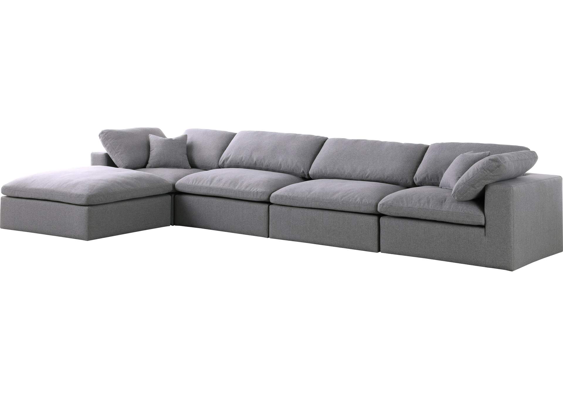 Serene Grey Linen Textured Fabric Deluxe Comfort Modular Sectional,Meridian Furniture