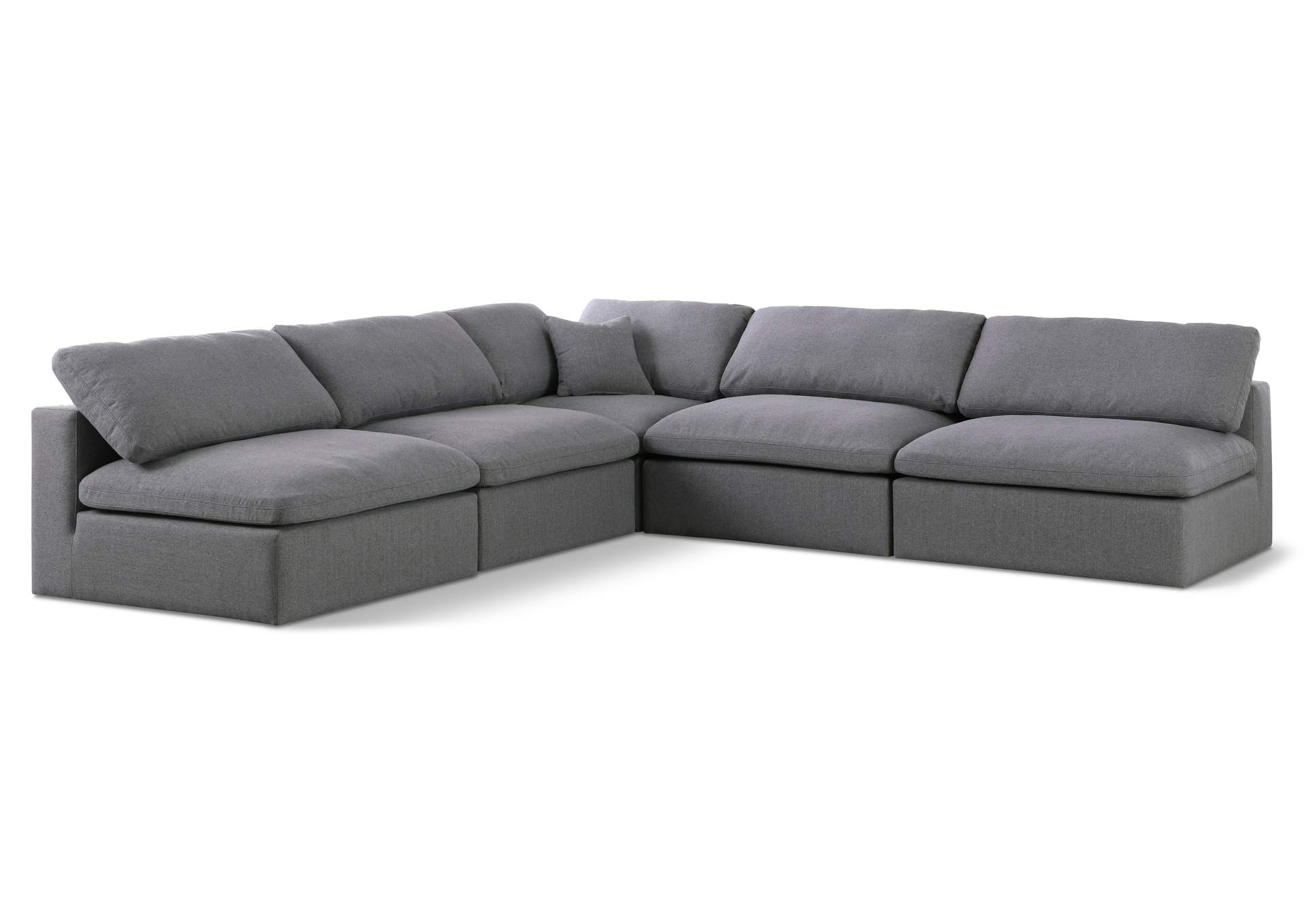 Serene Grey Linen Textured Fabric Deluxe Comfort Modular Sectional,Meridian Furniture