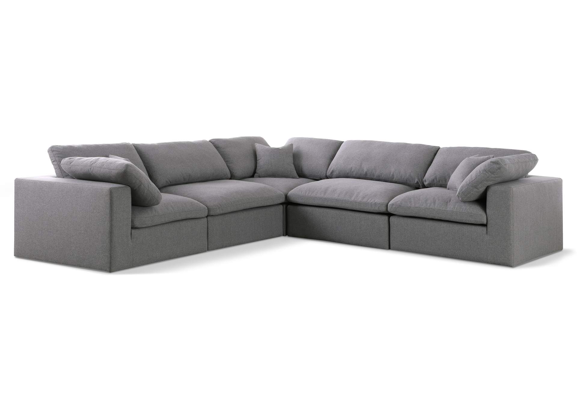 Serene Grey Linen Textured Fabric Deluxe Comfort Modular Sectional,Meridian Furniture