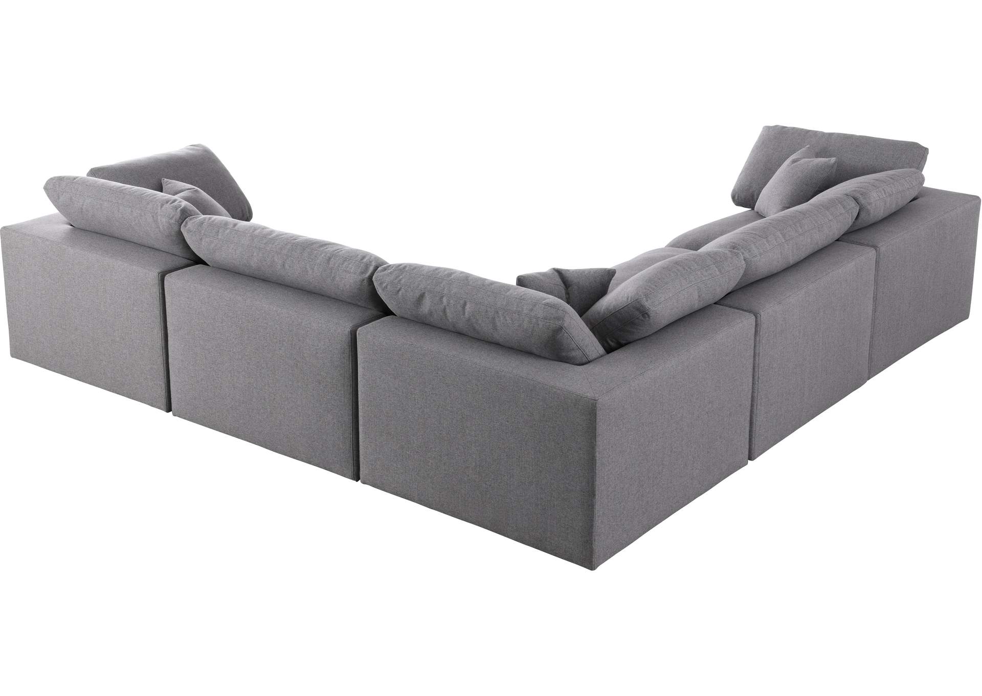 Serene Grey Linen Textured Fabric Deluxe Comfort Modular Sectional,Meridian Furniture