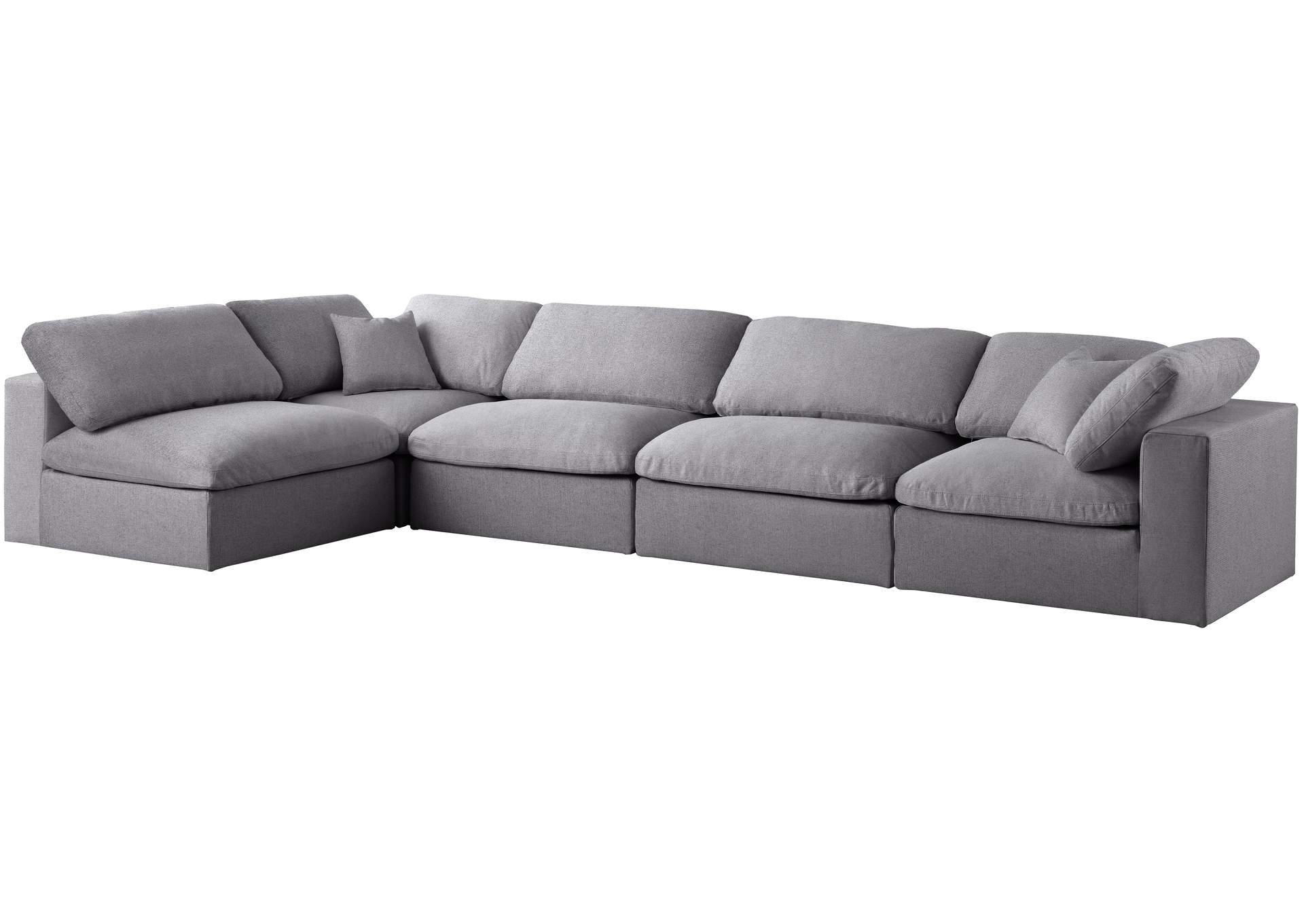 Serene Grey Linen Textured Fabric Deluxe Comfort Modular Sectional,Meridian Furniture