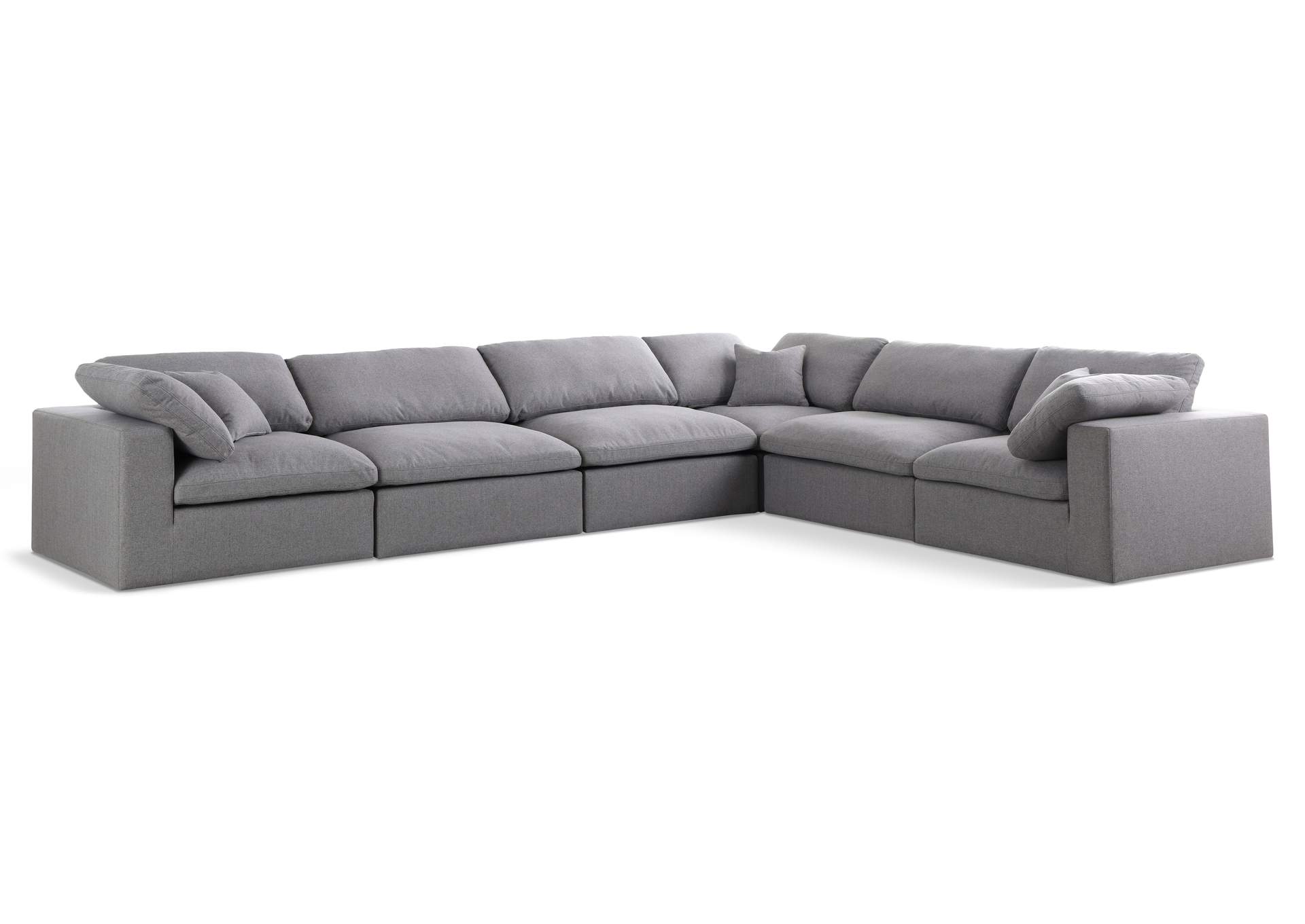 Serene Grey Linen Textured Fabric Deluxe Comfort Modular Sectional,Meridian Furniture