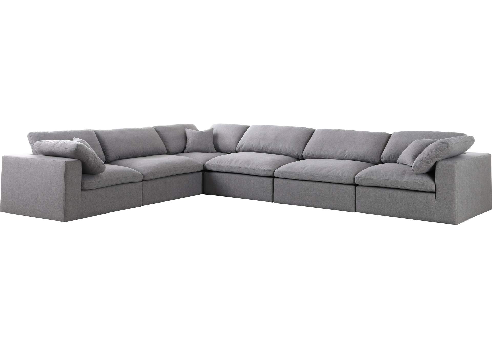 Serene Grey Linen Textured Fabric Deluxe Comfort Modular Sectional,Meridian Furniture