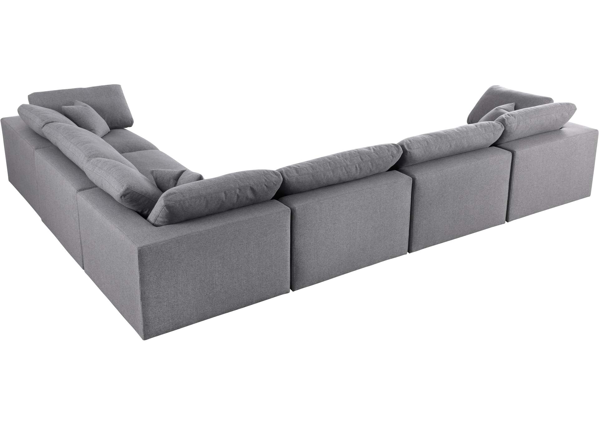 Serene Grey Linen Textured Fabric Deluxe Comfort Modular Sectional,Meridian Furniture