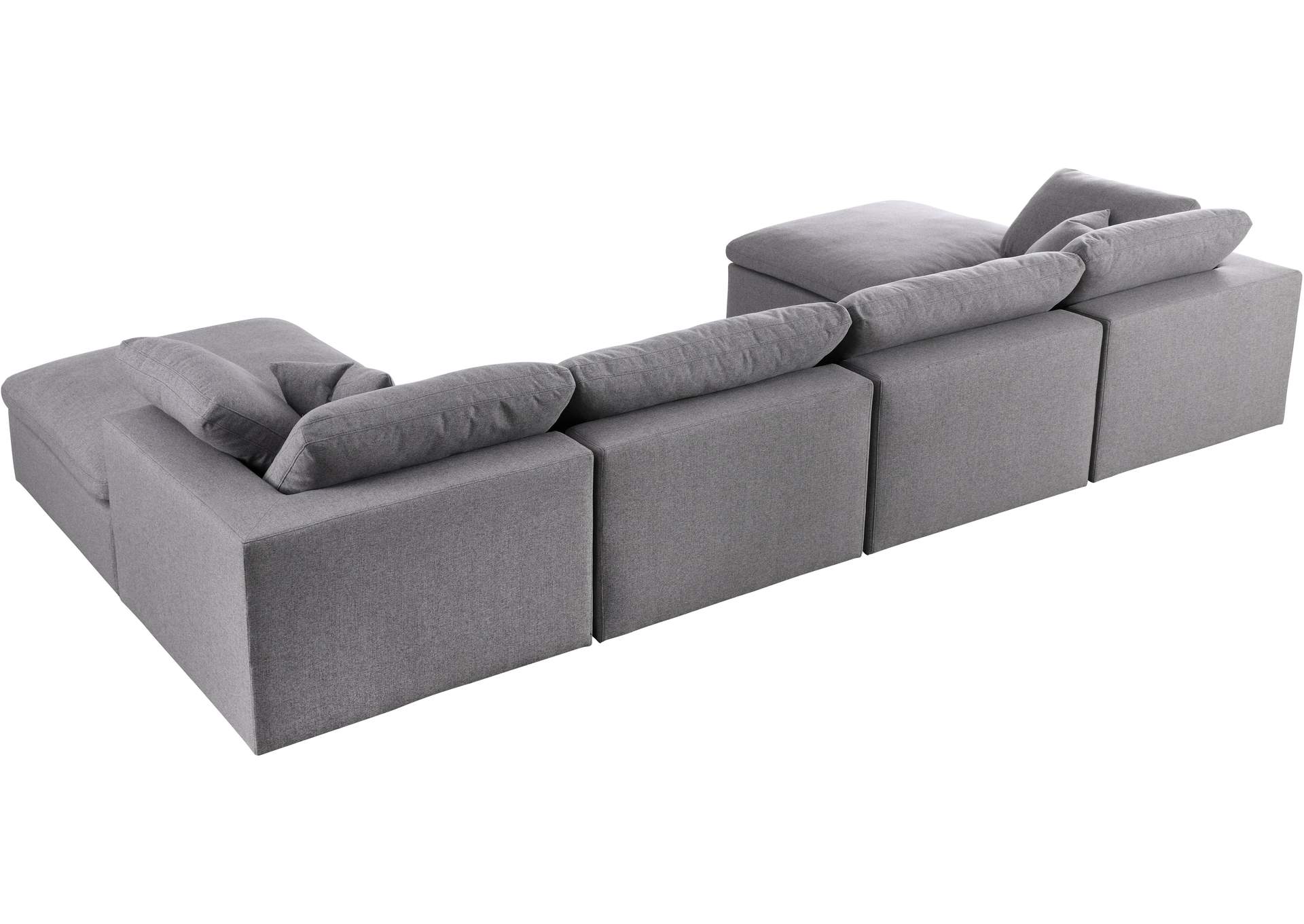 Serene Grey Linen Textured Fabric Deluxe Comfort Modular Sectional,Meridian Furniture