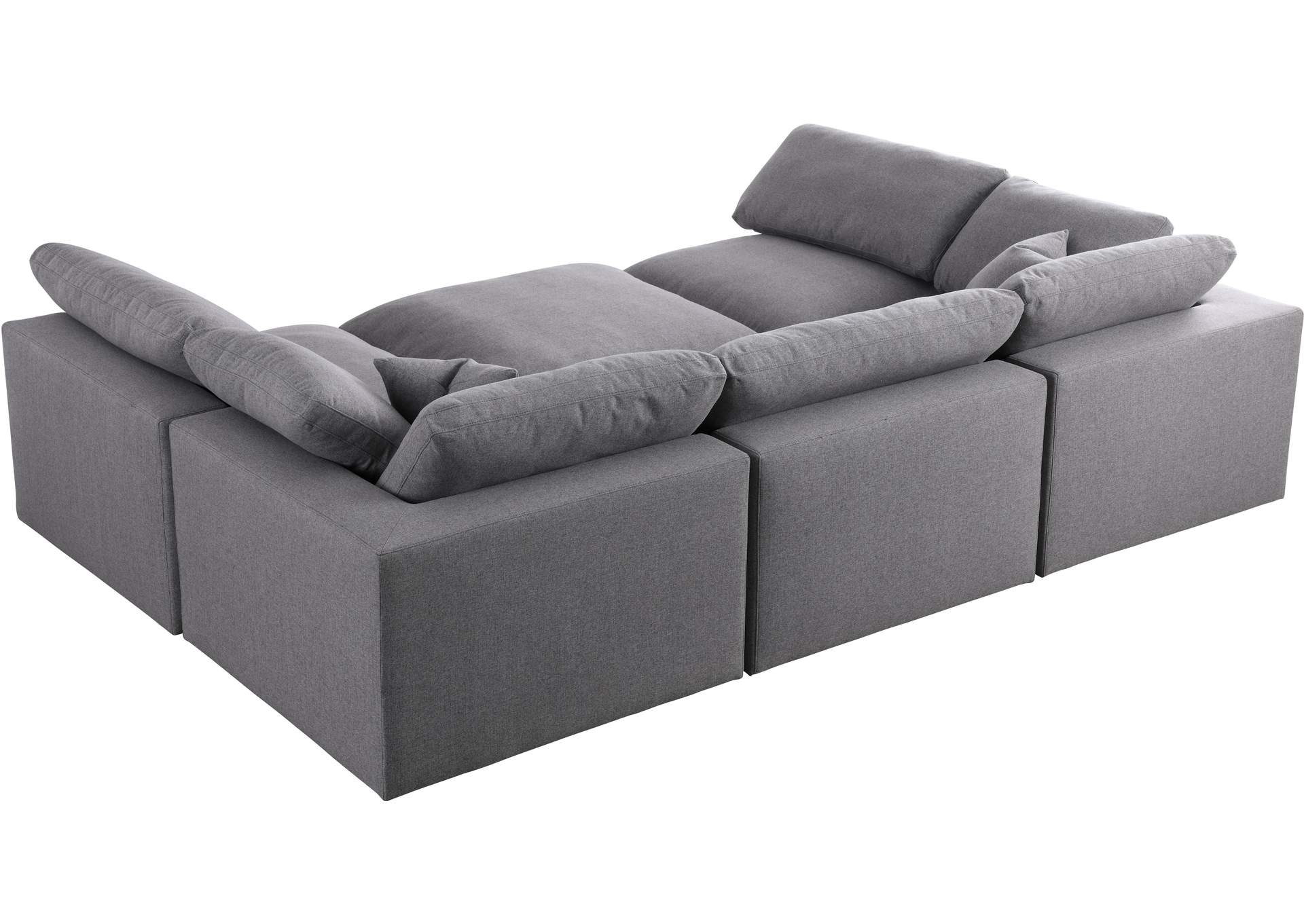 Serene Grey Linen Textured Fabric Deluxe Comfort Modular Sectional,Meridian Furniture