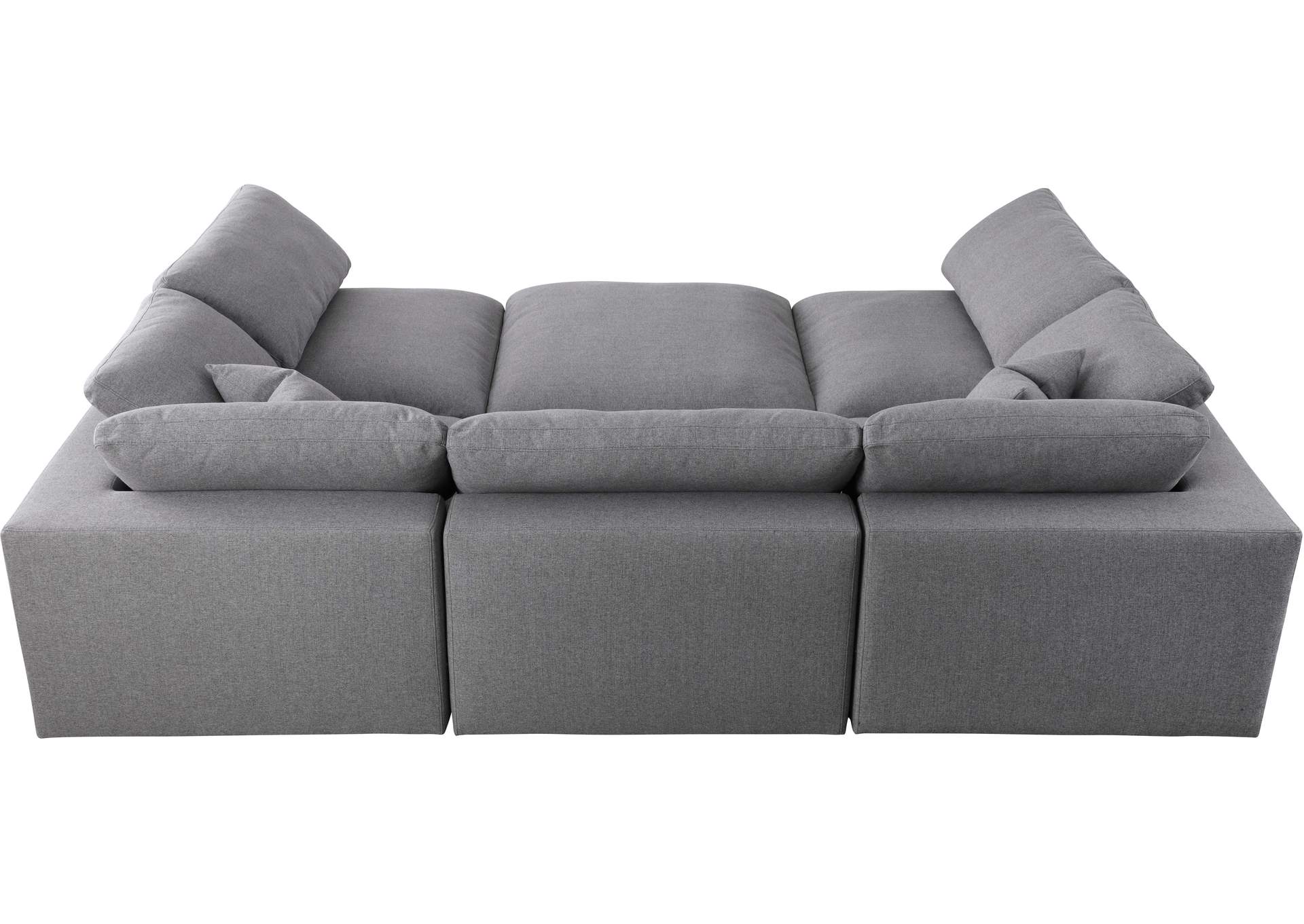 Serene Grey Linen Textured Fabric Deluxe Comfort Modular Sectional,Meridian Furniture