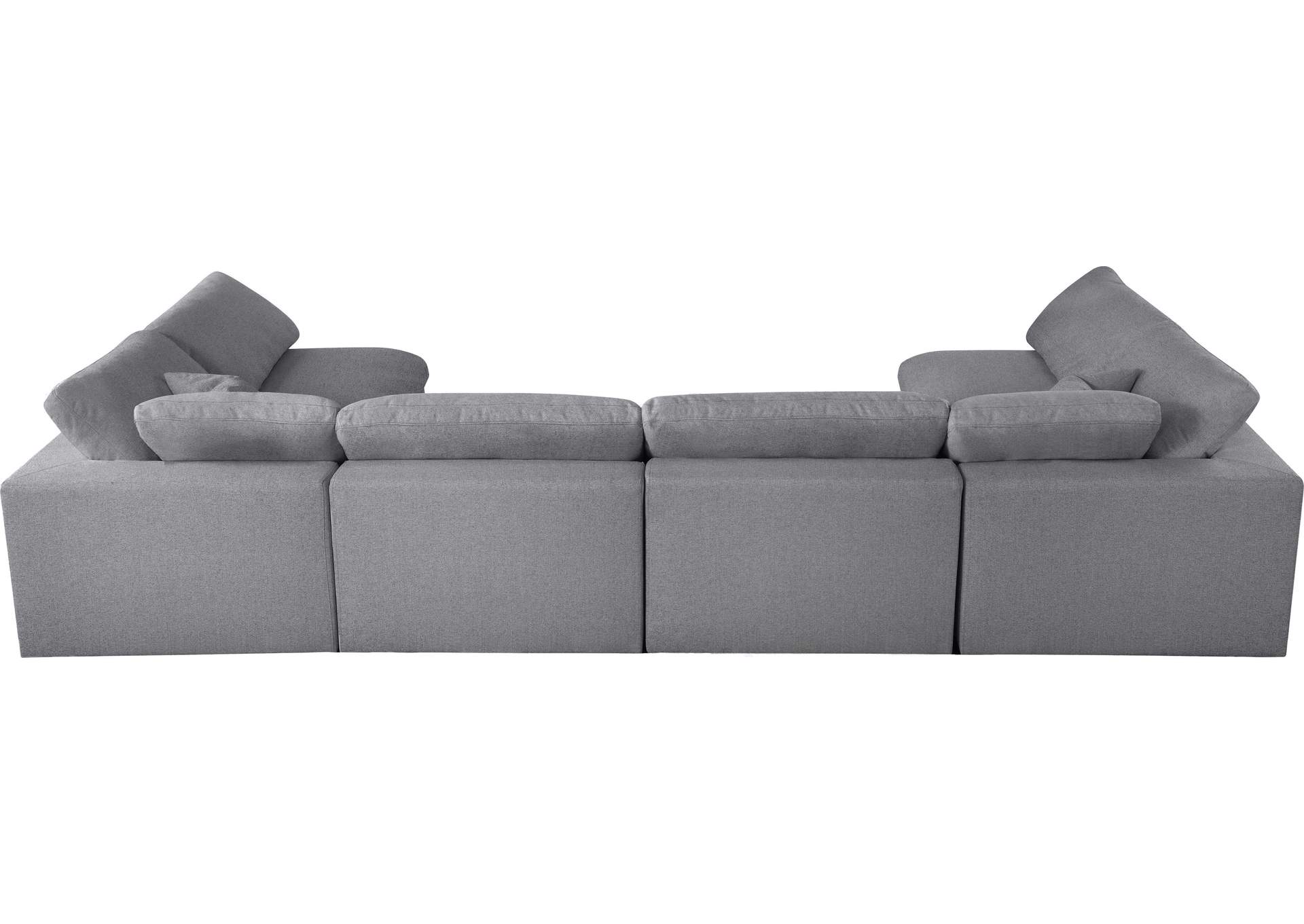 Serene Grey Linen Textured Fabric Deluxe Comfort Modular Sectional,Meridian Furniture