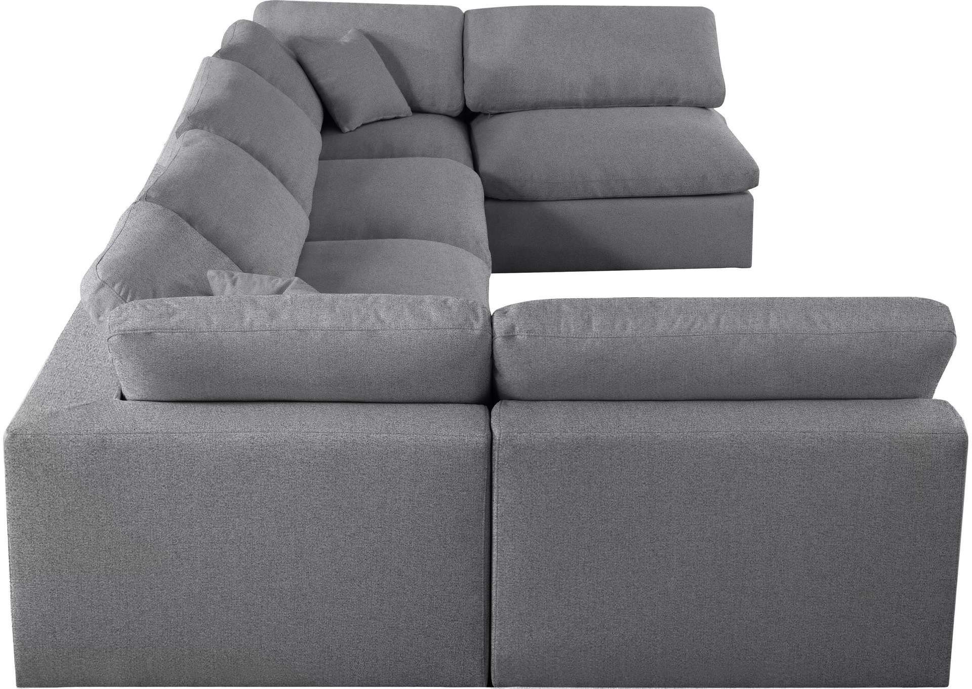 Serene Grey Linen Textured Fabric Deluxe Comfort Modular Sectional,Meridian Furniture