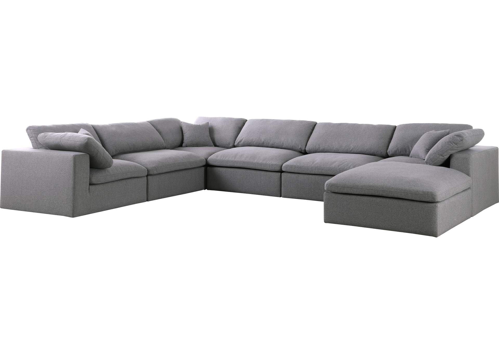 Serene Grey Linen Textured Fabric Deluxe Comfort Modular Sectional,Meridian Furniture