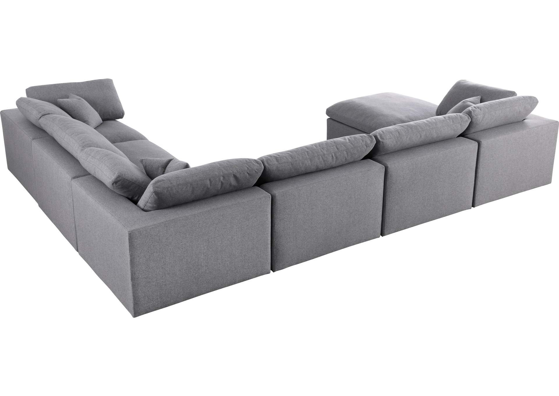 Serene Grey Linen Textured Fabric Deluxe Comfort Modular Sectional,Meridian Furniture