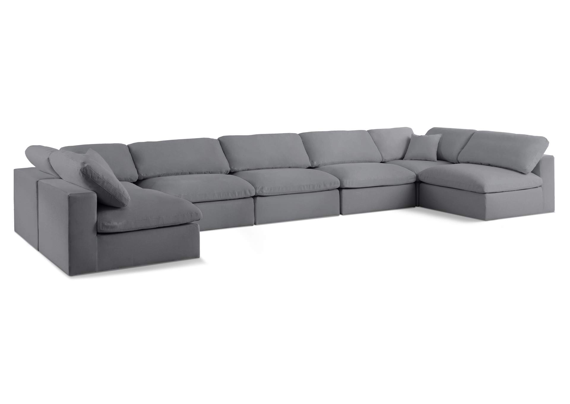 Serene Grey Linen Textured Fabric Deluxe Comfort Modular Sectional,Meridian Furniture