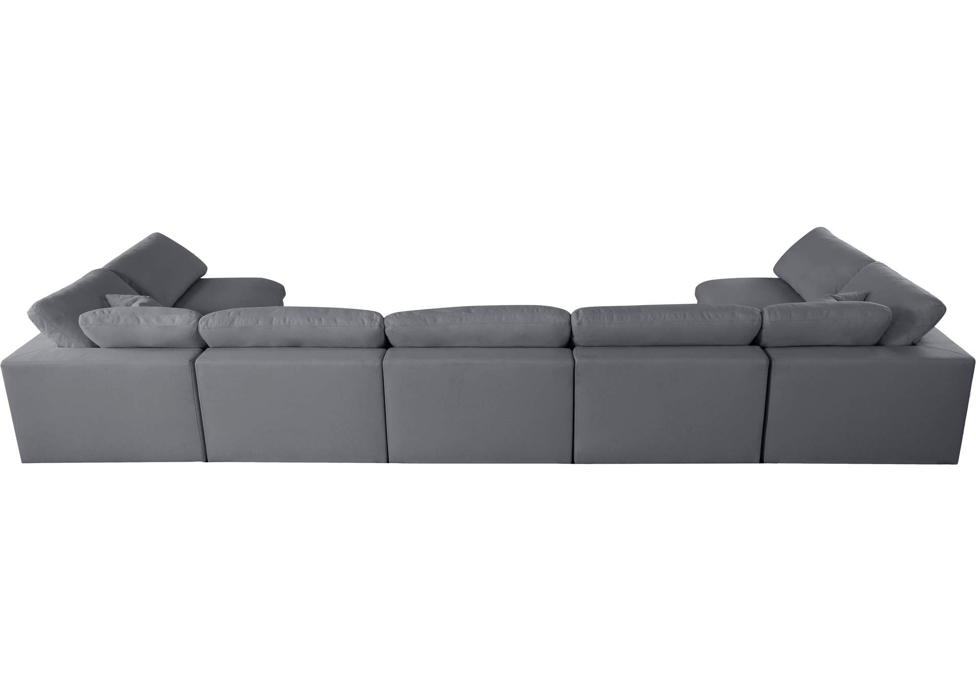 Serene Grey Linen Textured Fabric Deluxe Comfort Modular Sectional,Meridian Furniture