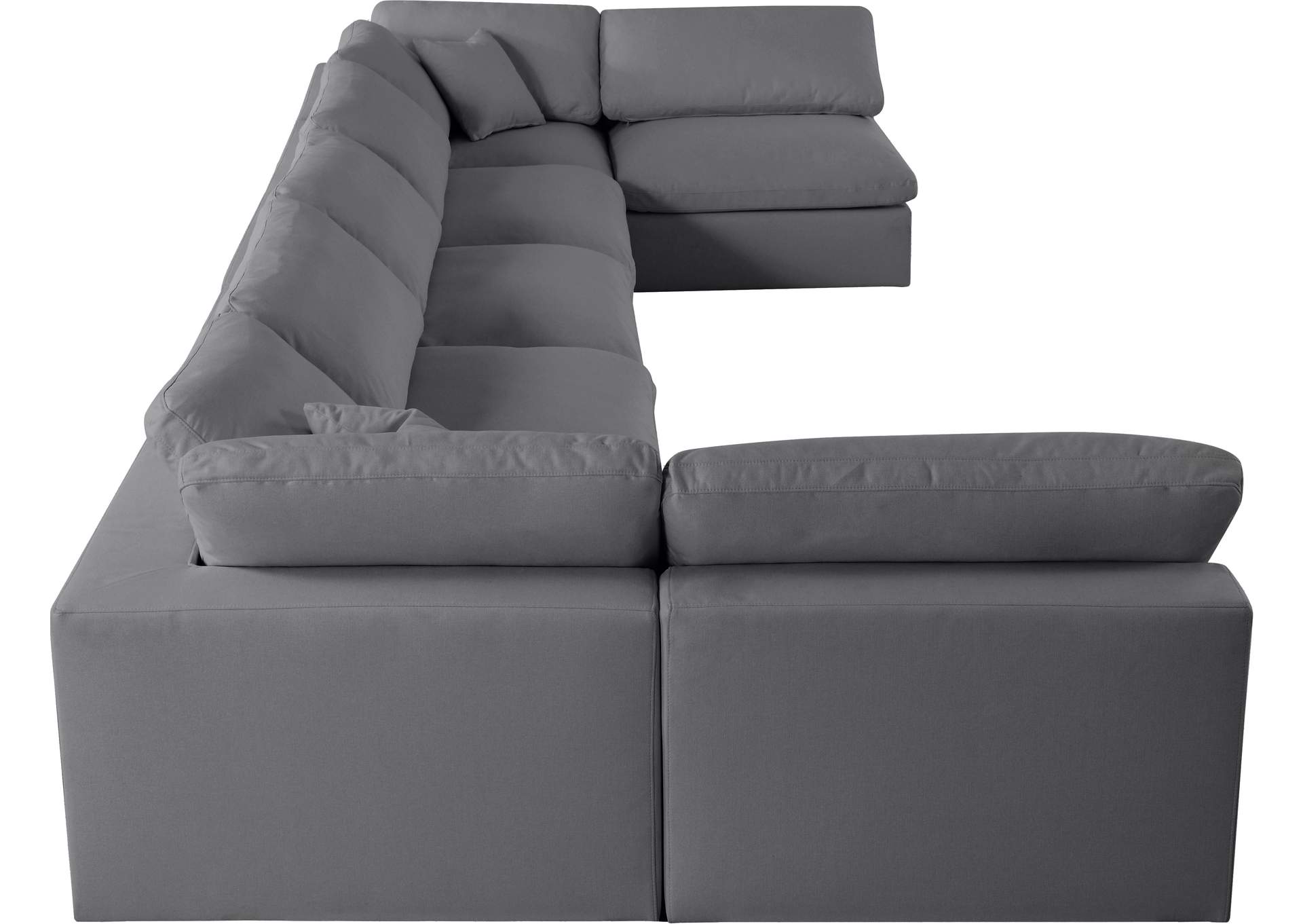 Serene Grey Linen Textured Fabric Deluxe Comfort Modular Sectional,Meridian Furniture