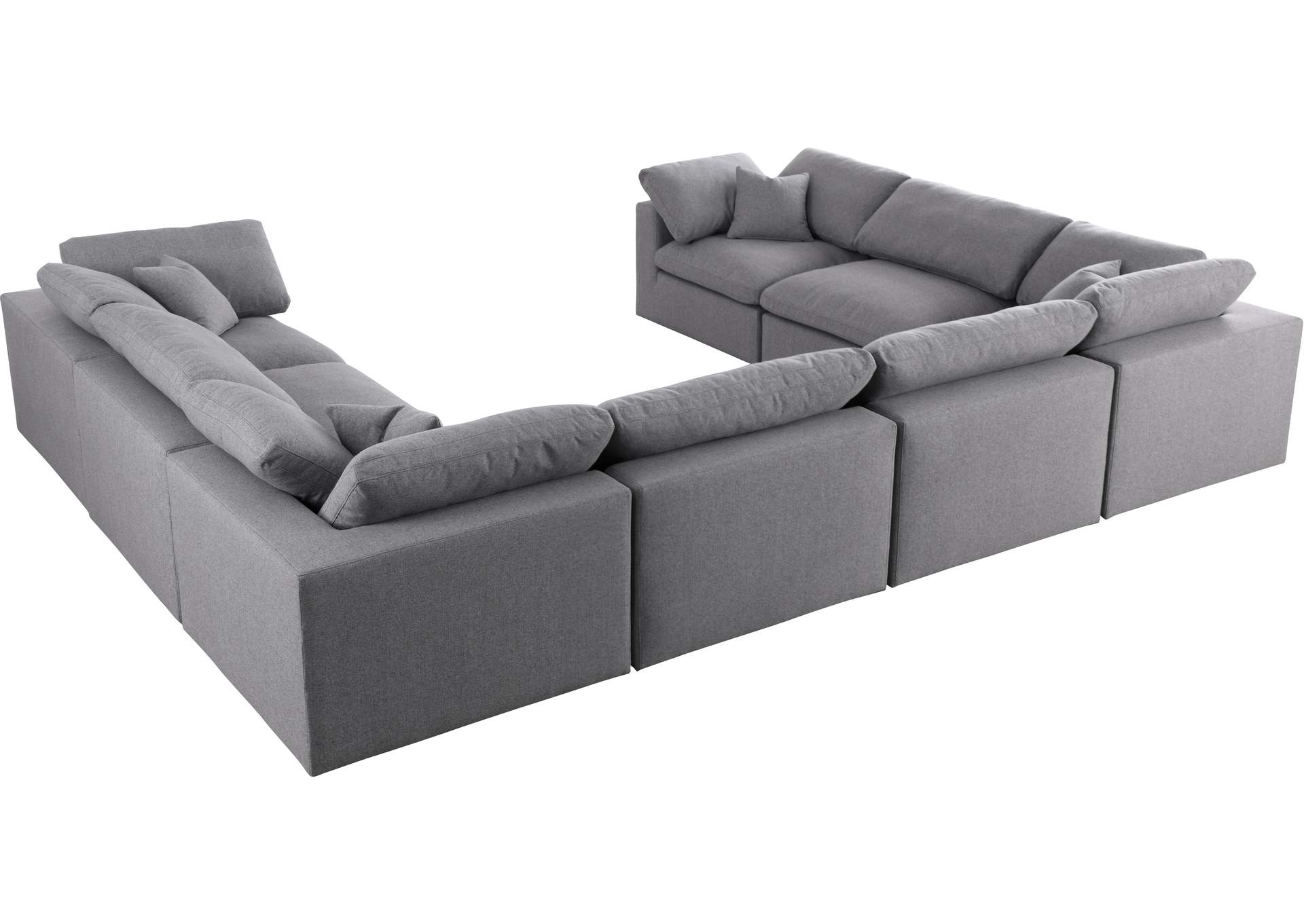 Serene Grey Linen Textured Fabric Deluxe Comfort Modular Sectional,Meridian Furniture